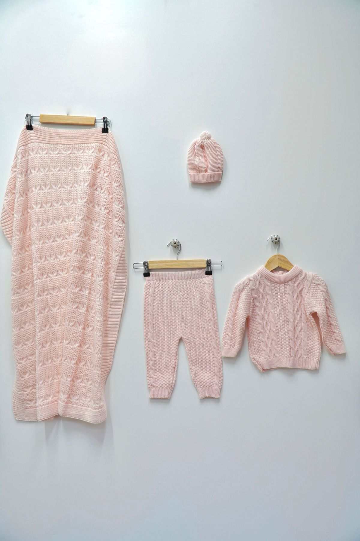 Bursa Trikomer-Blanket Hat Knitwear 9-12 Months Cotton-Like Soft Textured Baby Set 4