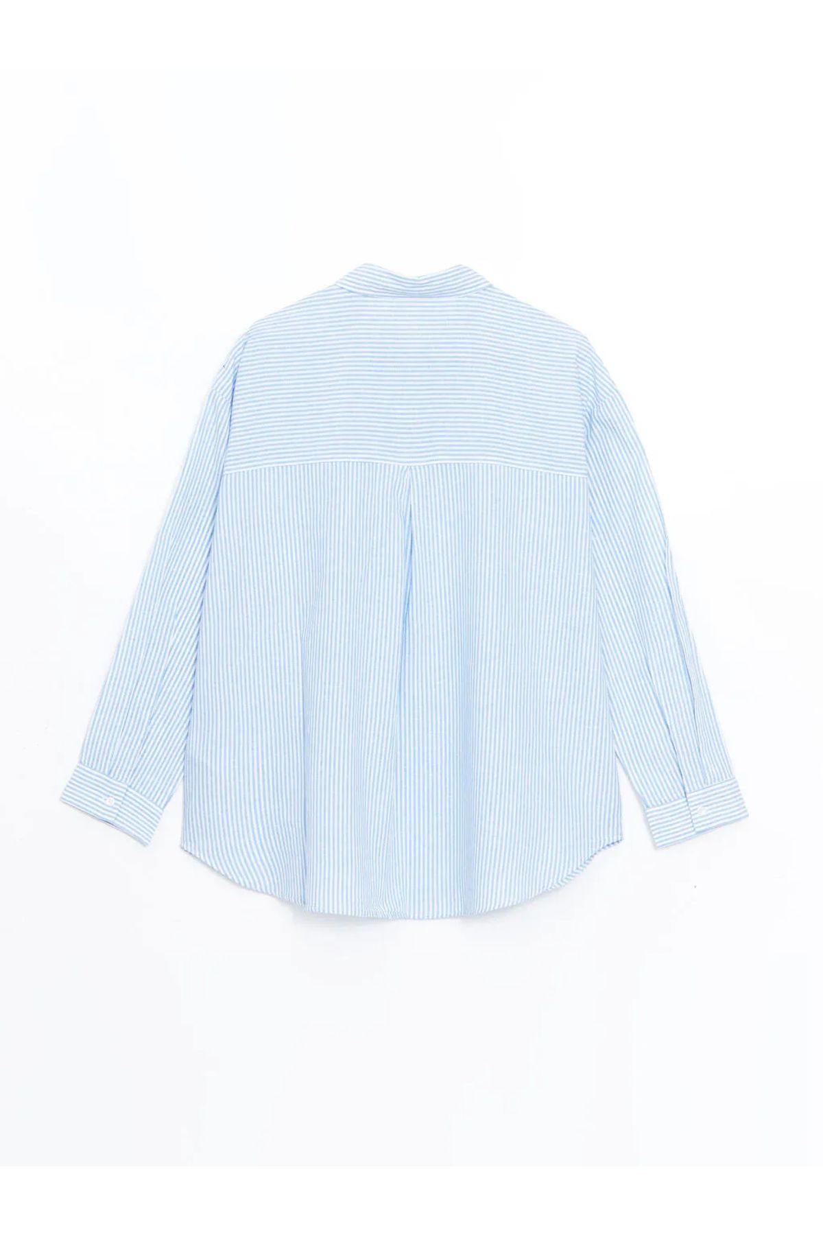 LC Waikiki-XSIDE Poplin Oversize Γυναικείο Πουκάμισο - Μπλε Ριγέ Τ Τ 2