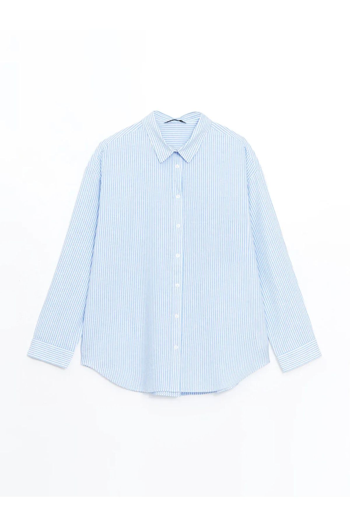 LC Waikiki-XSIDE Poplin Oversize Γυναικείο Πουκάμισο - Μπλε Ριγέ Τ Τ 1