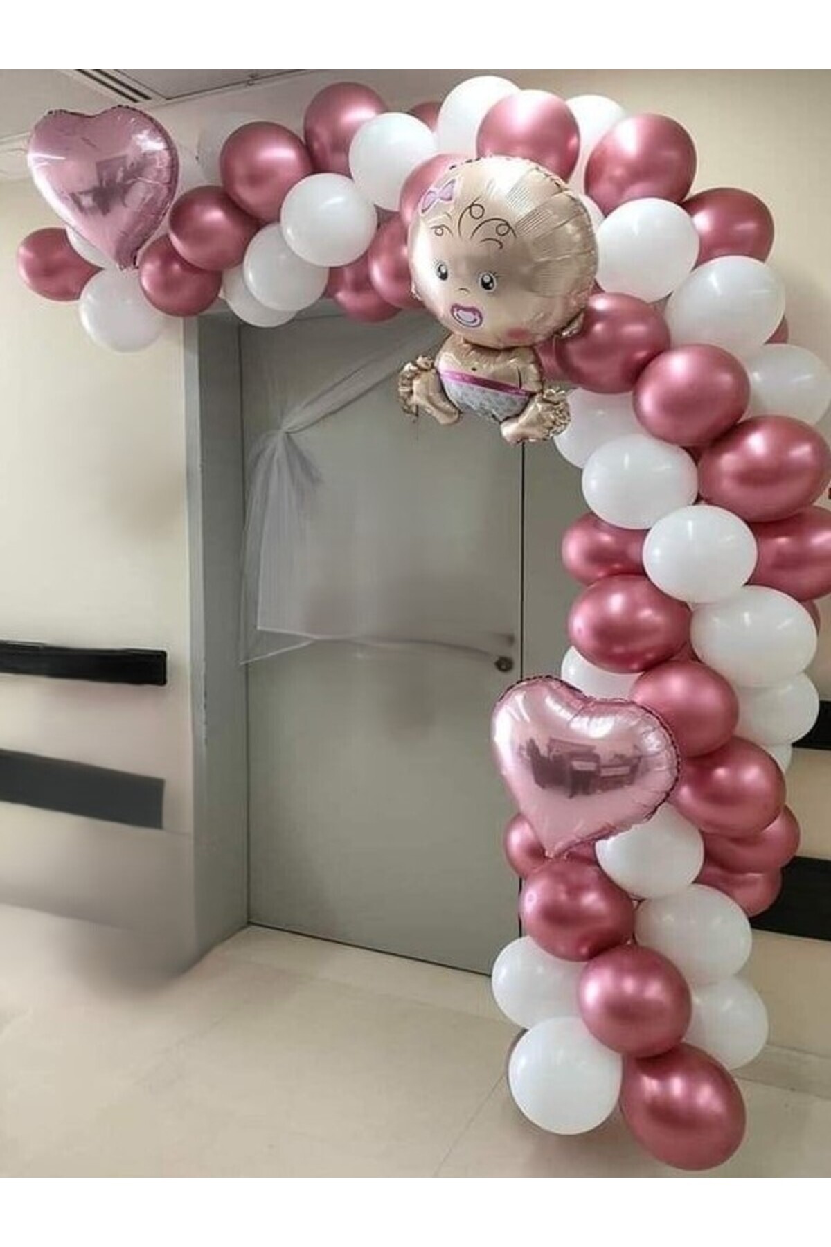 CANSIN-Pink and White Baby Girl Balloon Set 1