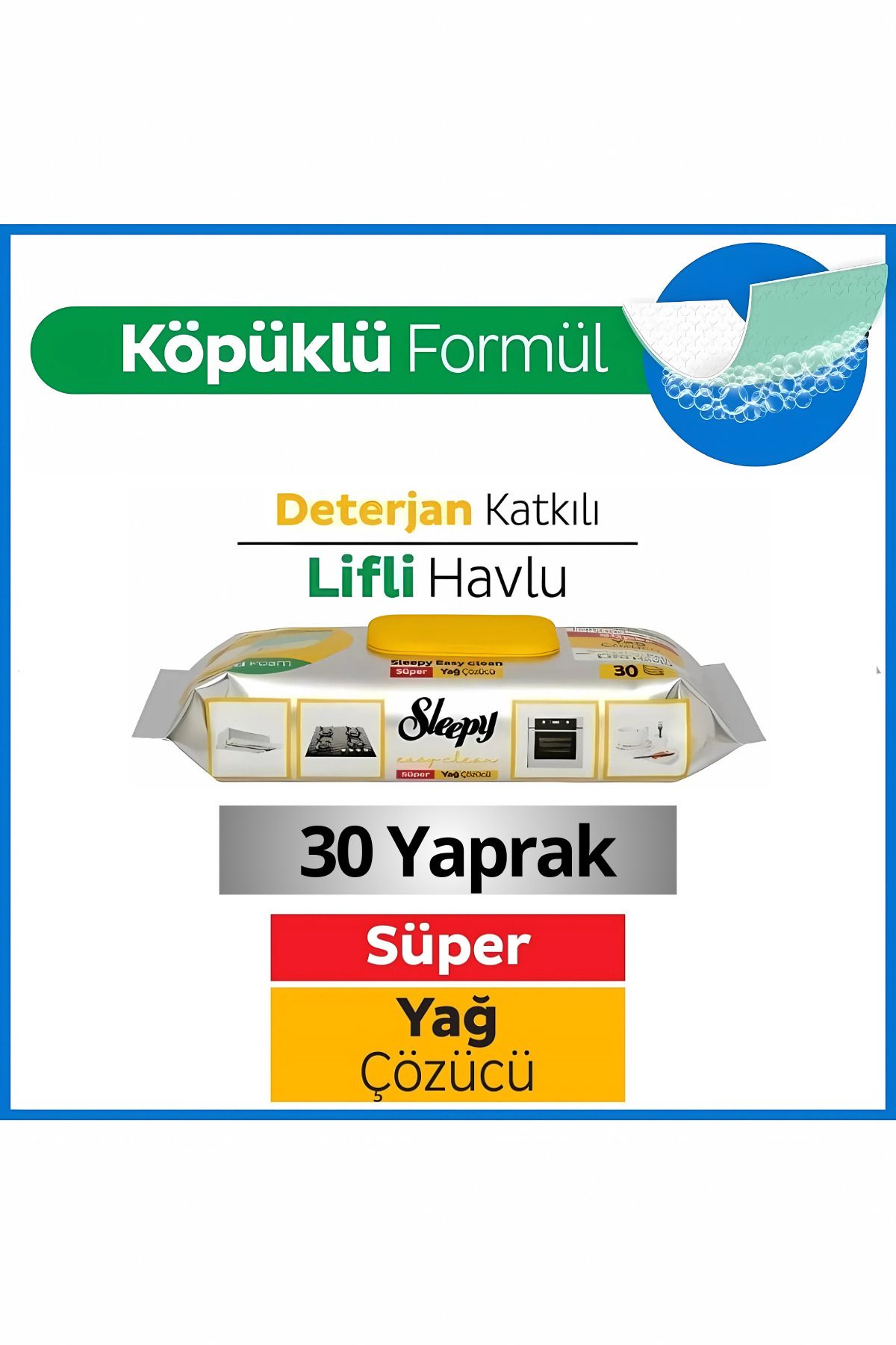 Sleepy Easy Clean Süper Yağ Çözücü Havlu 30 Yaprak