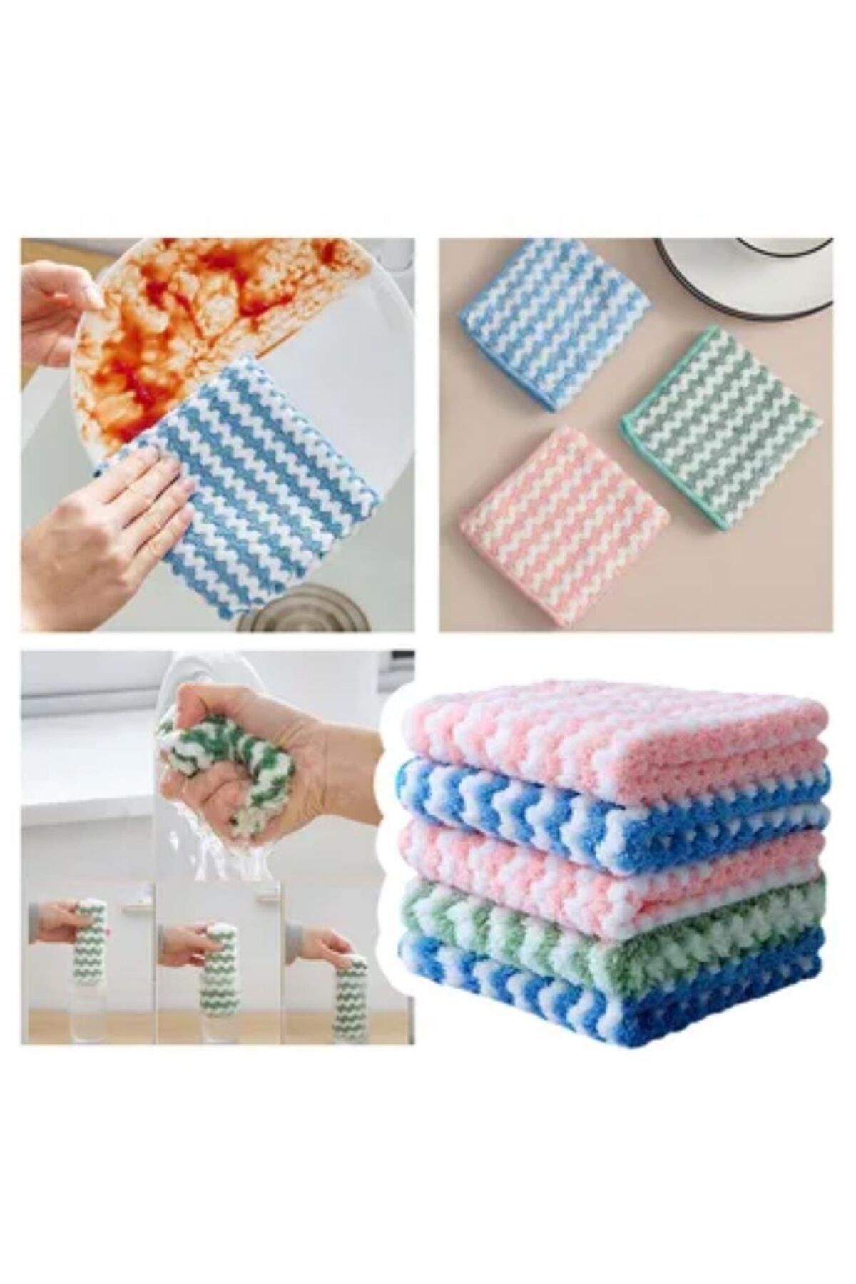 çt çeçem ticaret 3 Adet Mikrofiber Yumuşak Dokulu Temizlik Bezi 30*30 Cm Mutfak Bezi Leke Tutmaz Koku Yapmaz