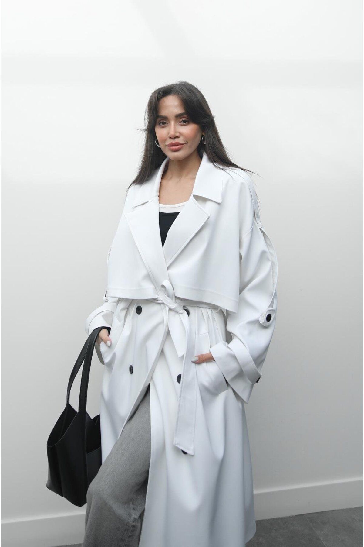 Havoş-White Premio Lined Trench Coat 5