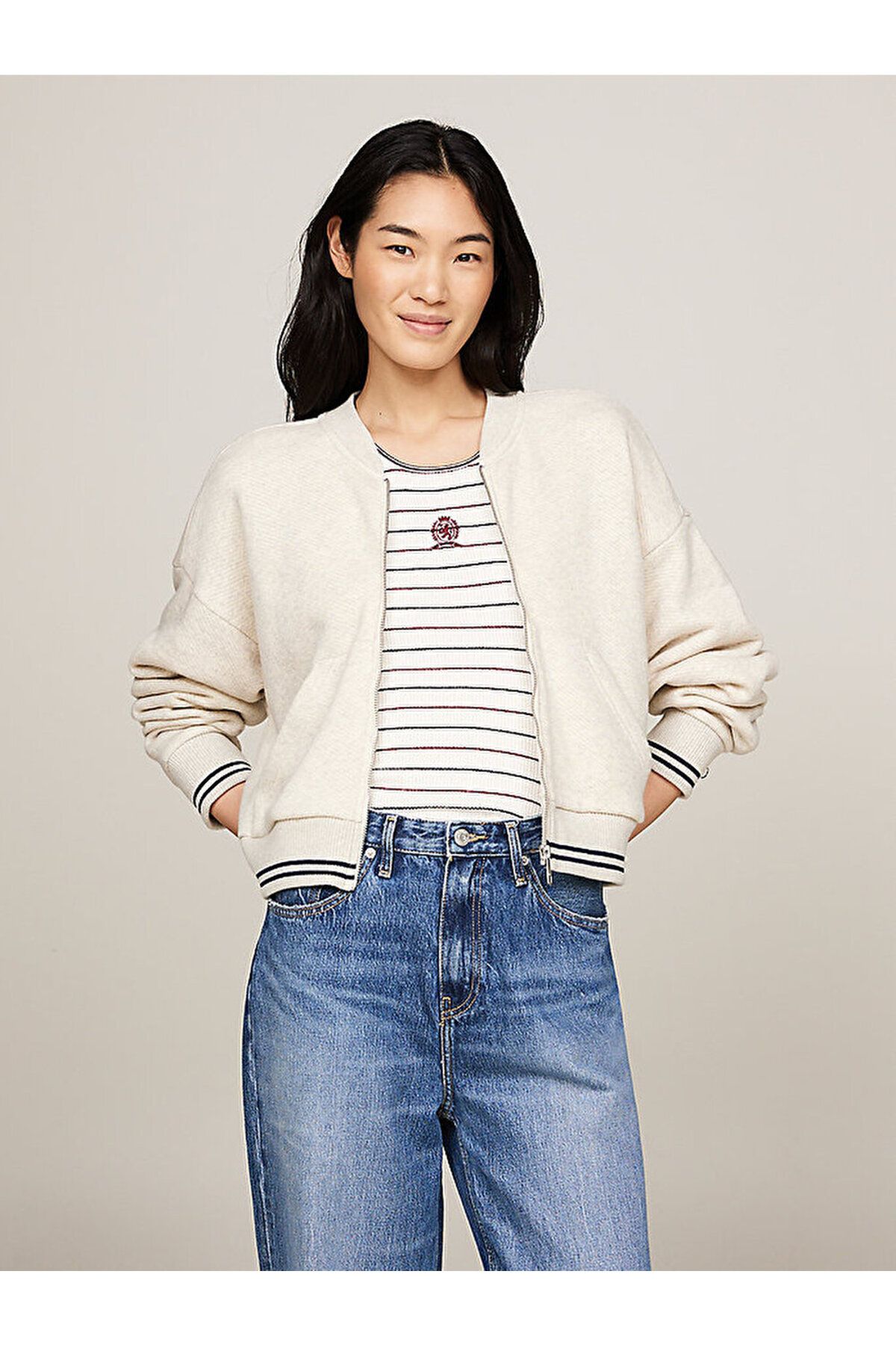 Tommy Hilfiger Varsity Back Logo Zip-Thru Relaxed Jumper