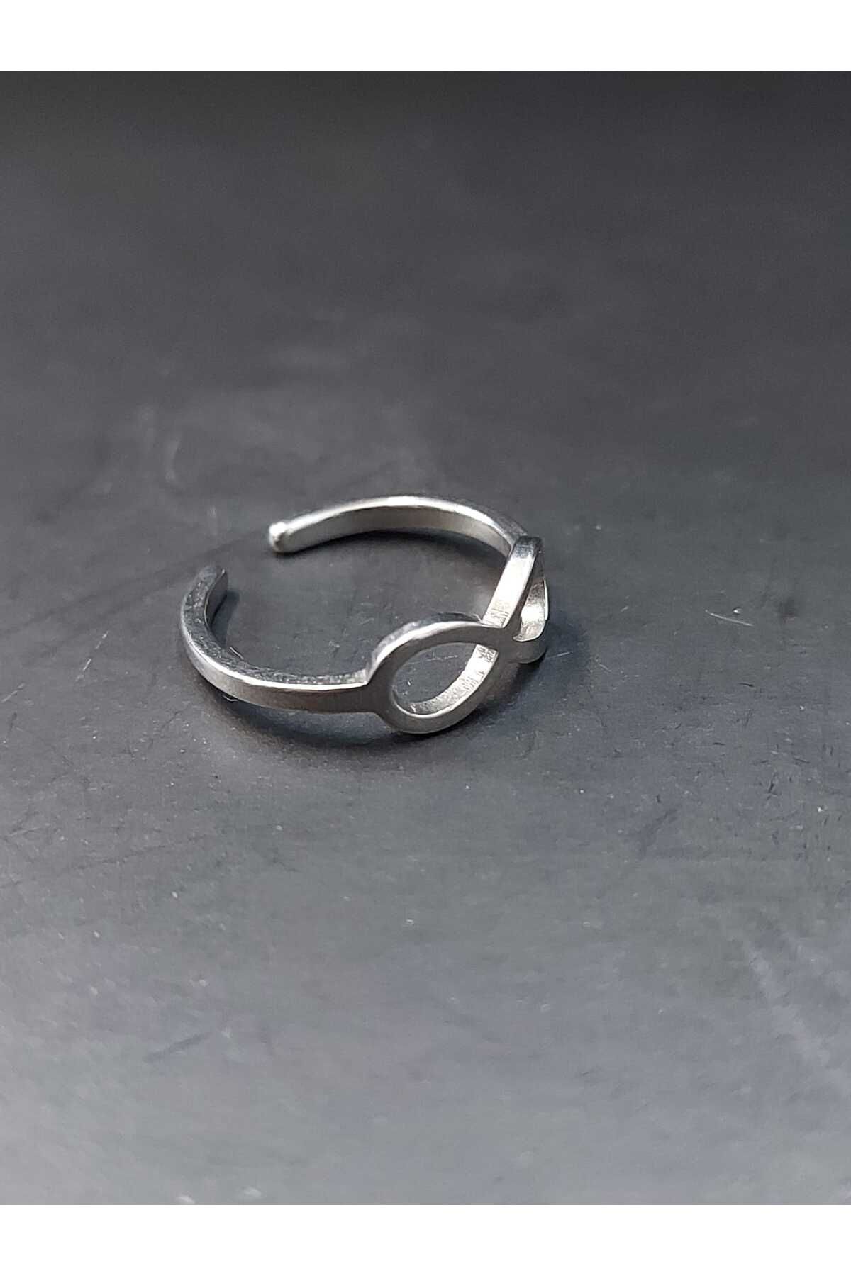 sarıyer silver-Infinity Sign Symbol Design Love Theme Stone Free Steel Adjustable Toe and Hand Finger Joint Ring 4