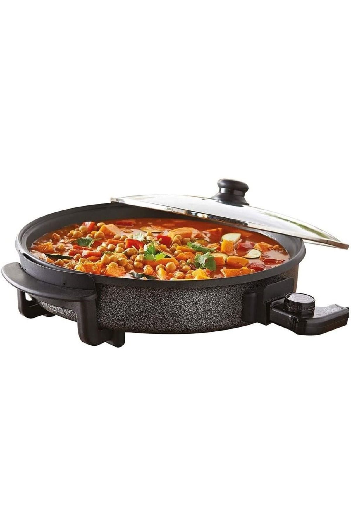 Generic-Electric Pan (36cm) 1500W With a Glass Lid for Pizza , Omelette , Nachos, Tortillas and Pancakes 4
