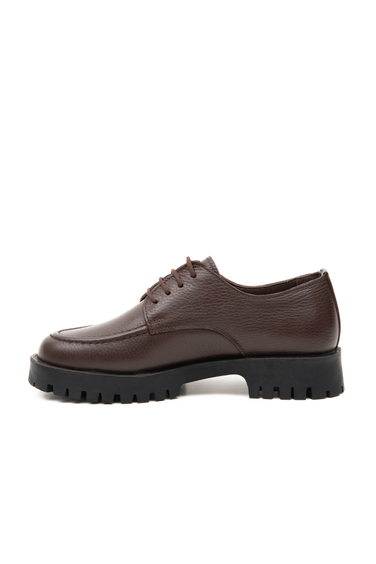 Grayfish Hakiki Deri Bağcıklı Kadın Loafer Ayakkabı Kalın Taban görsel 4