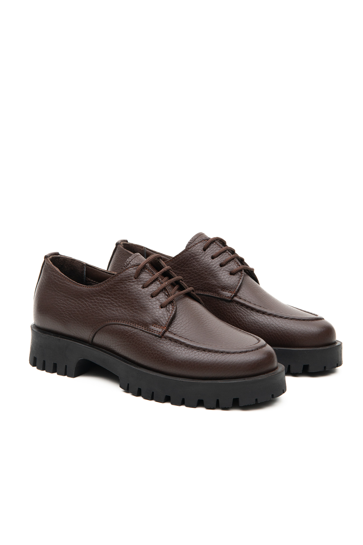 Grayfish Hakiki Deri Bağcıklı Kadın Loafer Ayakkabı Kalın Taban görsel 7