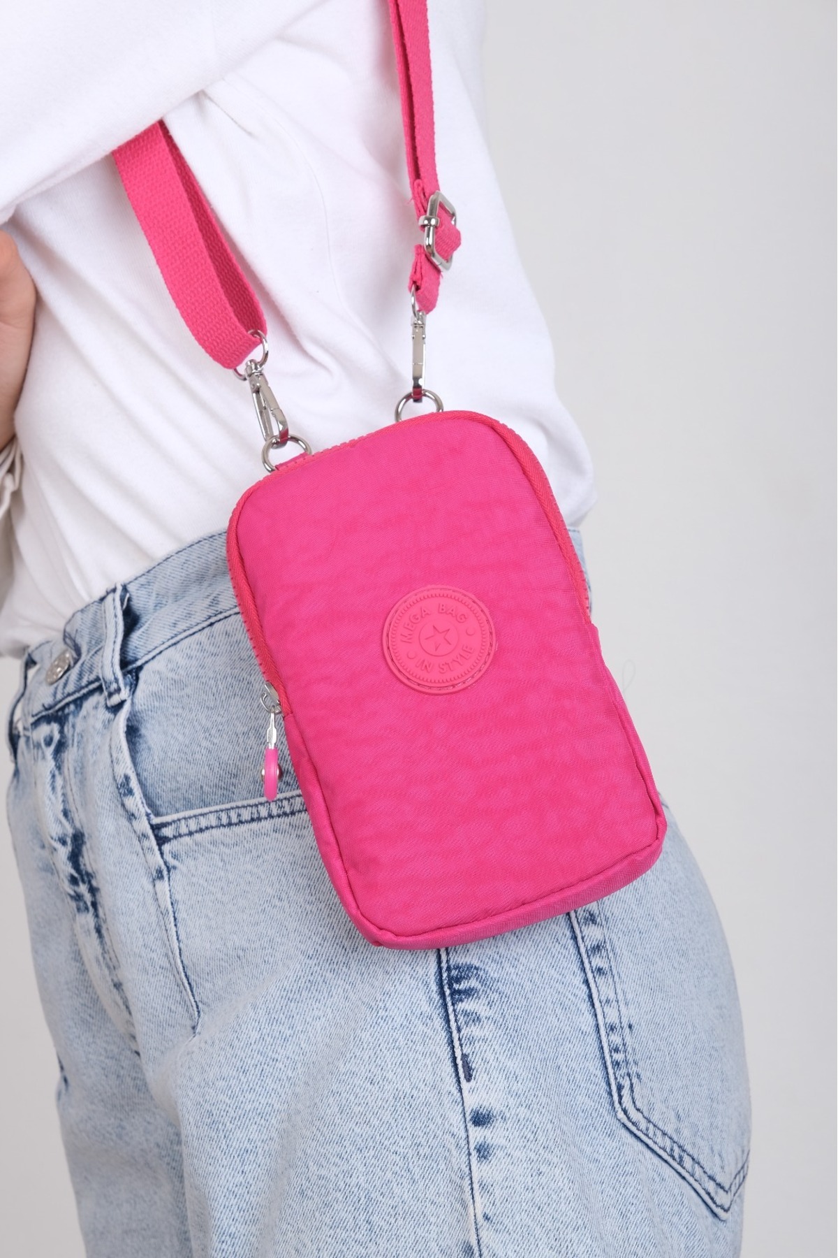 M 226 Mega Bag Krinkıl Kumaş Unisex Küçük Omuz Çantası, Telefonluk
