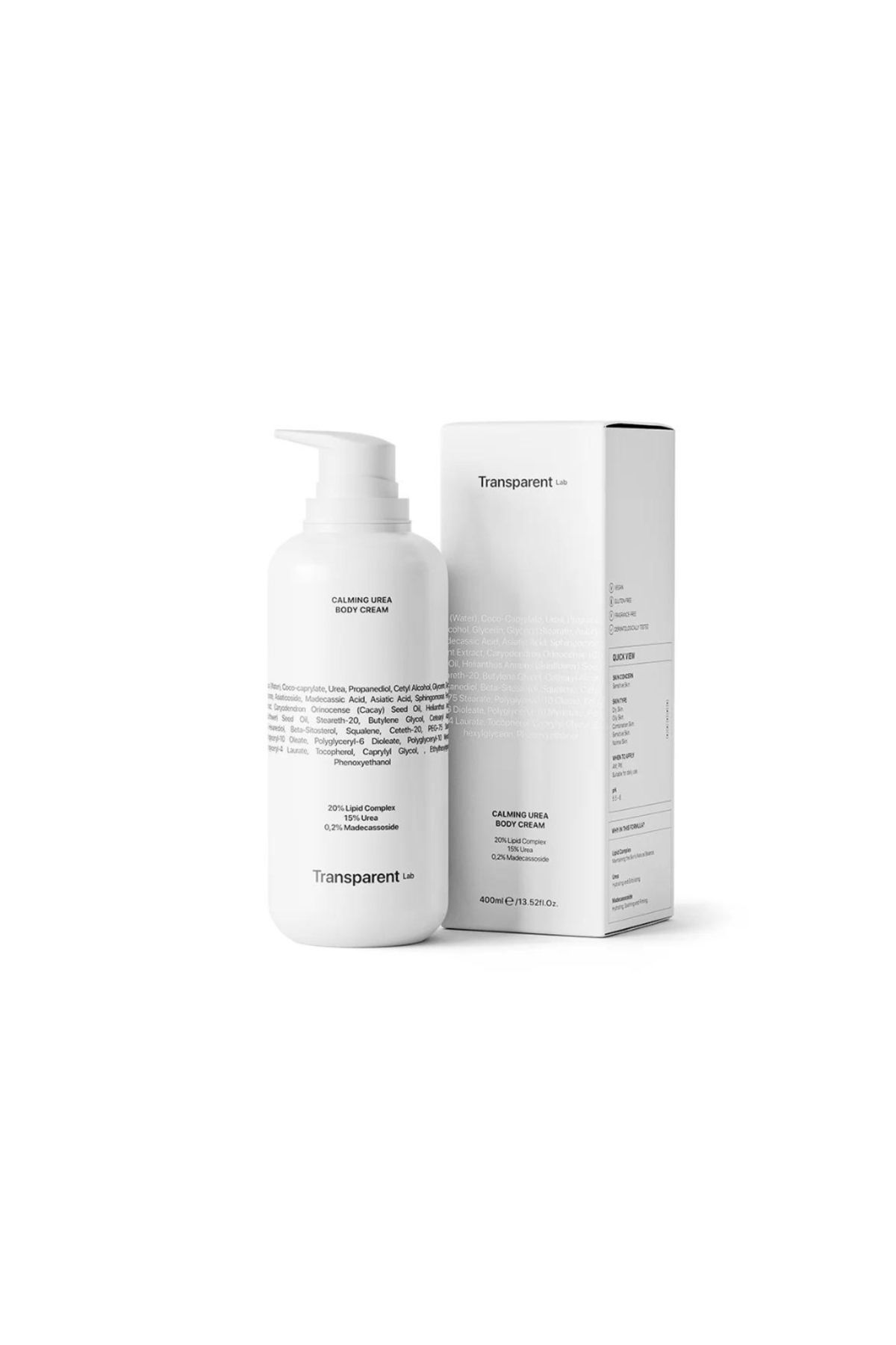 TRANSPARENT LAB-- Crema de corp calmanta cu uree - Tratament corporal calmant, 400 ml 2