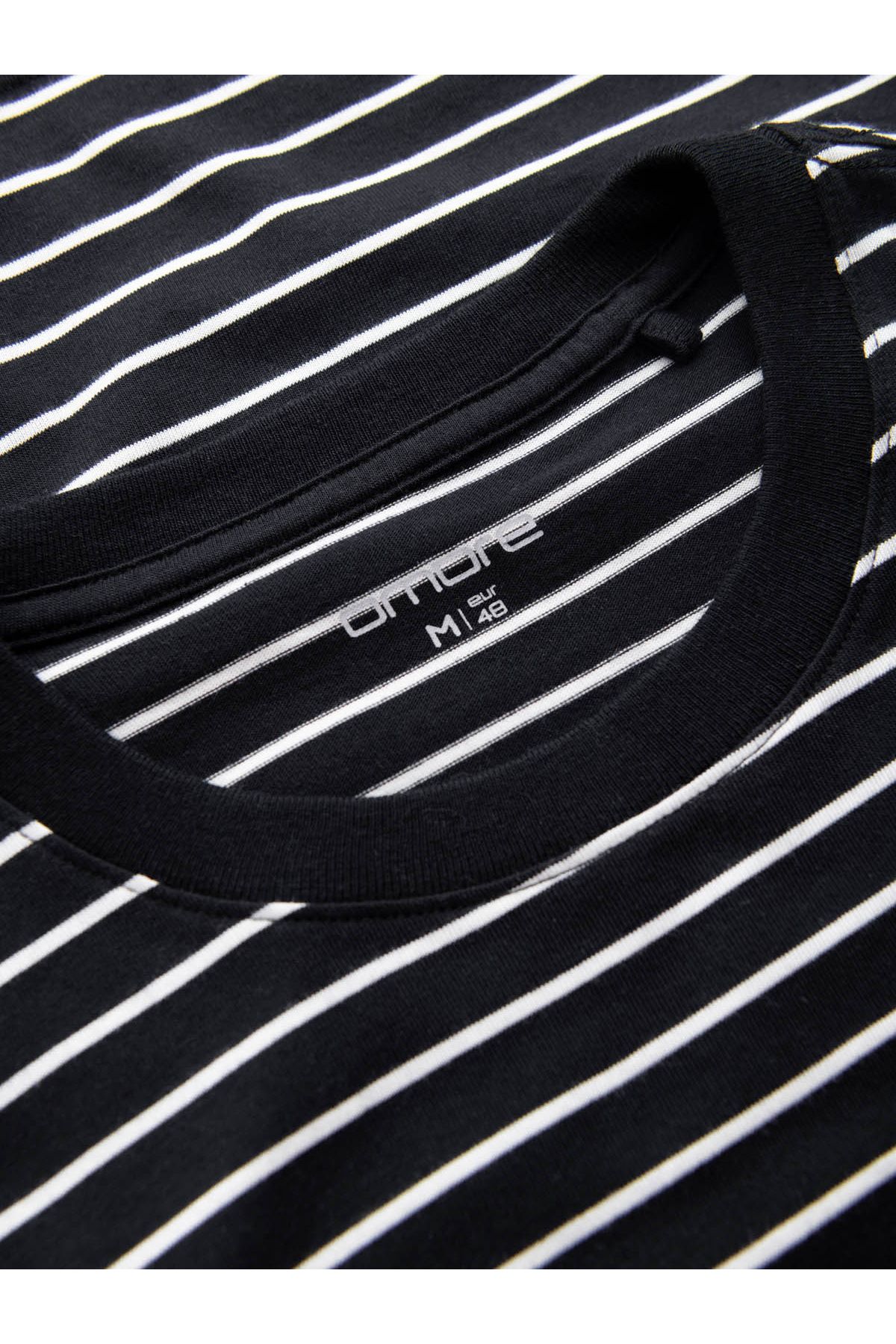 OMBRE-Ανδρικό ριγέ μπλουζάκι με patch της Ombre Design - ασπρόμαυρο V2 OM-TSCT-0183 XL 8
