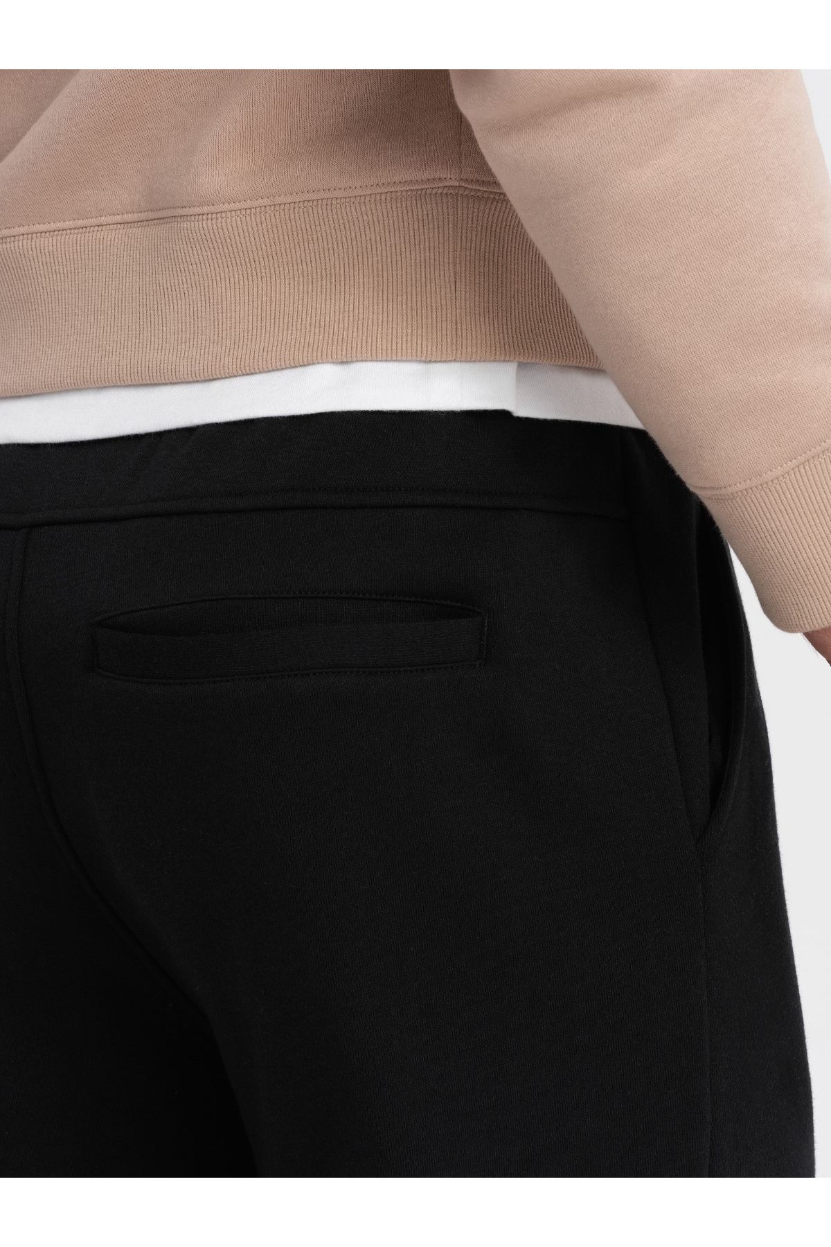OMBRE-Men's sweatpants with stitching and zipper on leg - black V1 OM-PASK-0147 XXL 6