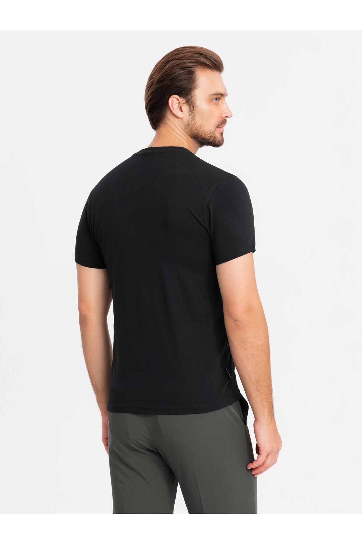 OMBRE-Herren SLIM FIT T-Shirt mit Rundhalsausschnitt und Logo - schwarz V3 OM-TSCT-0220 XXL 5