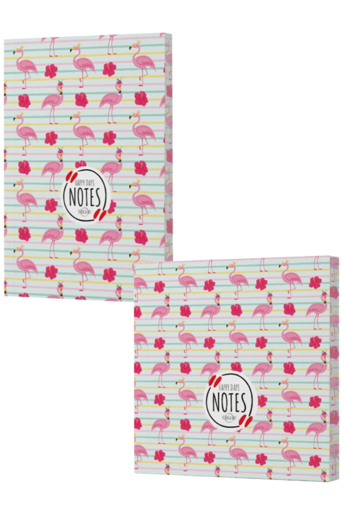 Dokuz Yayınları-Vivago Art Flamingo 2, 14X20 Lined Notebook-15X15 Unlined Notebook Set (320 Sheets) 1