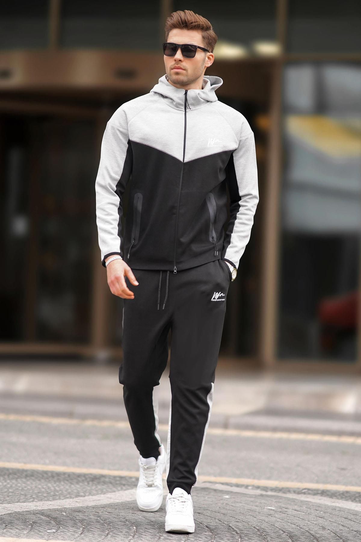 Madmext-Men's Hooded Black Tracksuit Set - 7202 3