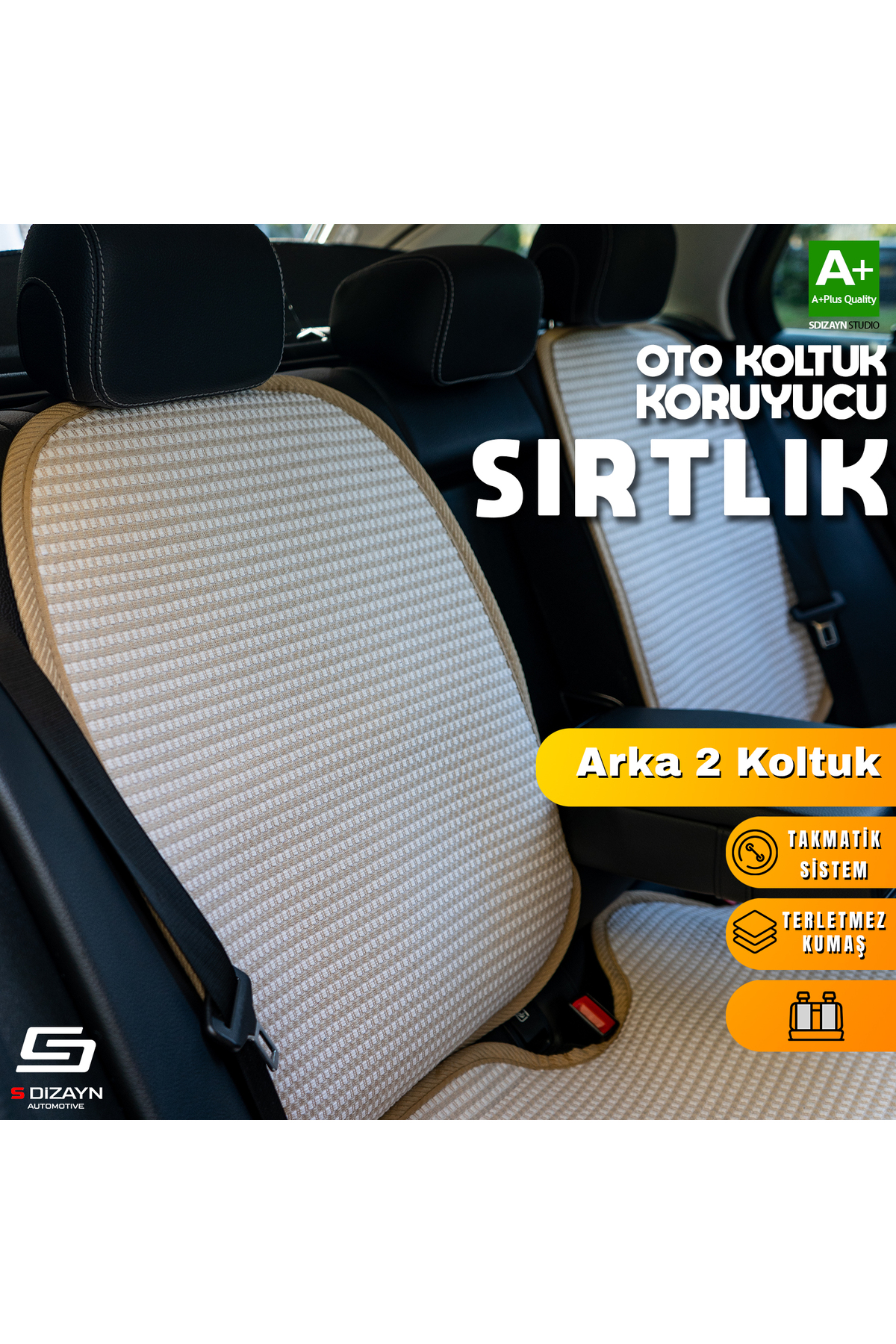Genel Markalar Oto Arka Koltuk Sırt Koruyucu Kılıf Krem Universal 2 Parça A+ Kalite TOK-AKS-KR fotoğrafı 2 (önizleme)
