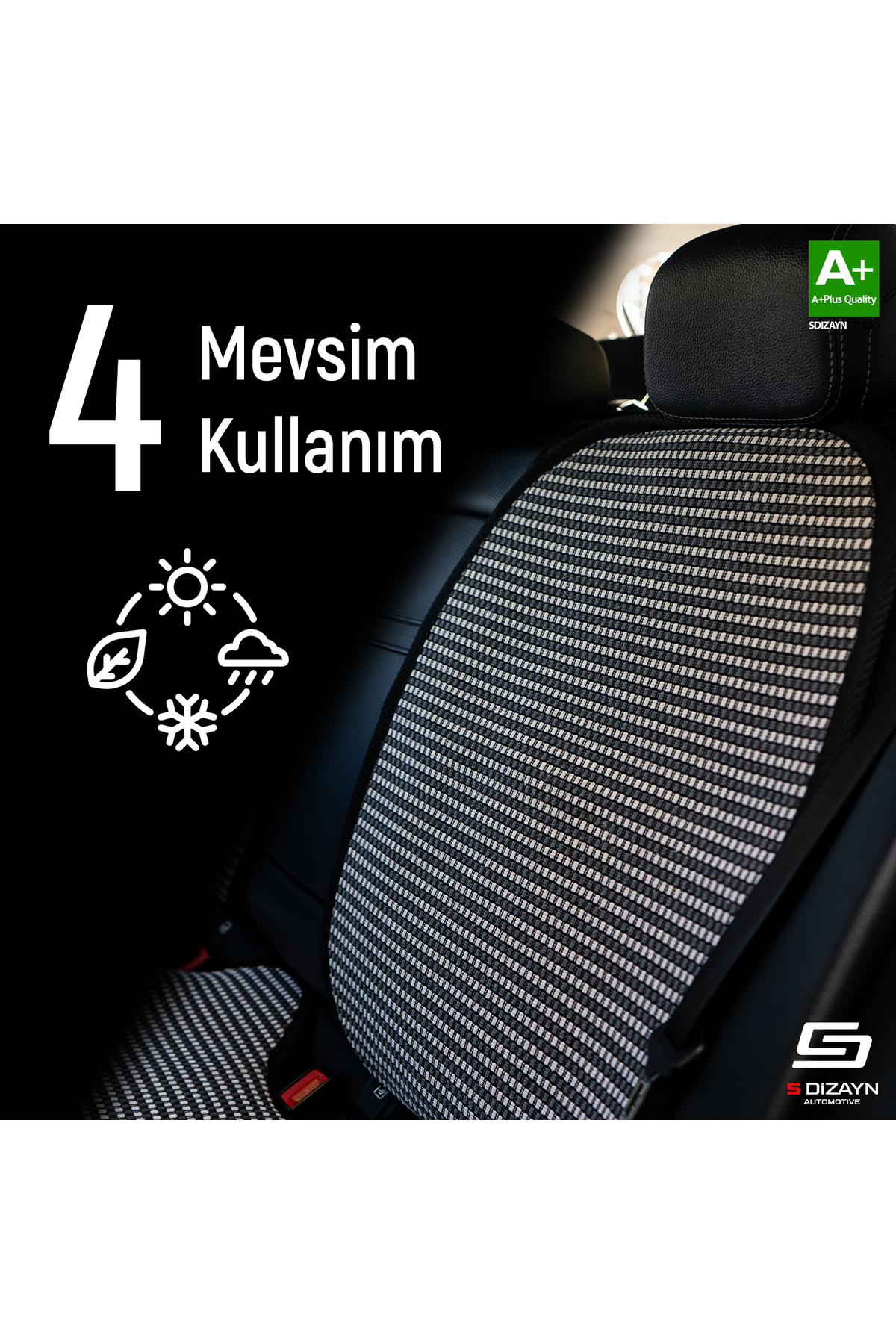 S Dizayn Oto Arka Koltuk Sırt Koruyucu Kılıf Çizgili Füme Beyaz Universal 2 Parça A+ Kalite TOK-AKS-CFB fotoğrafı 5 (önizleme)