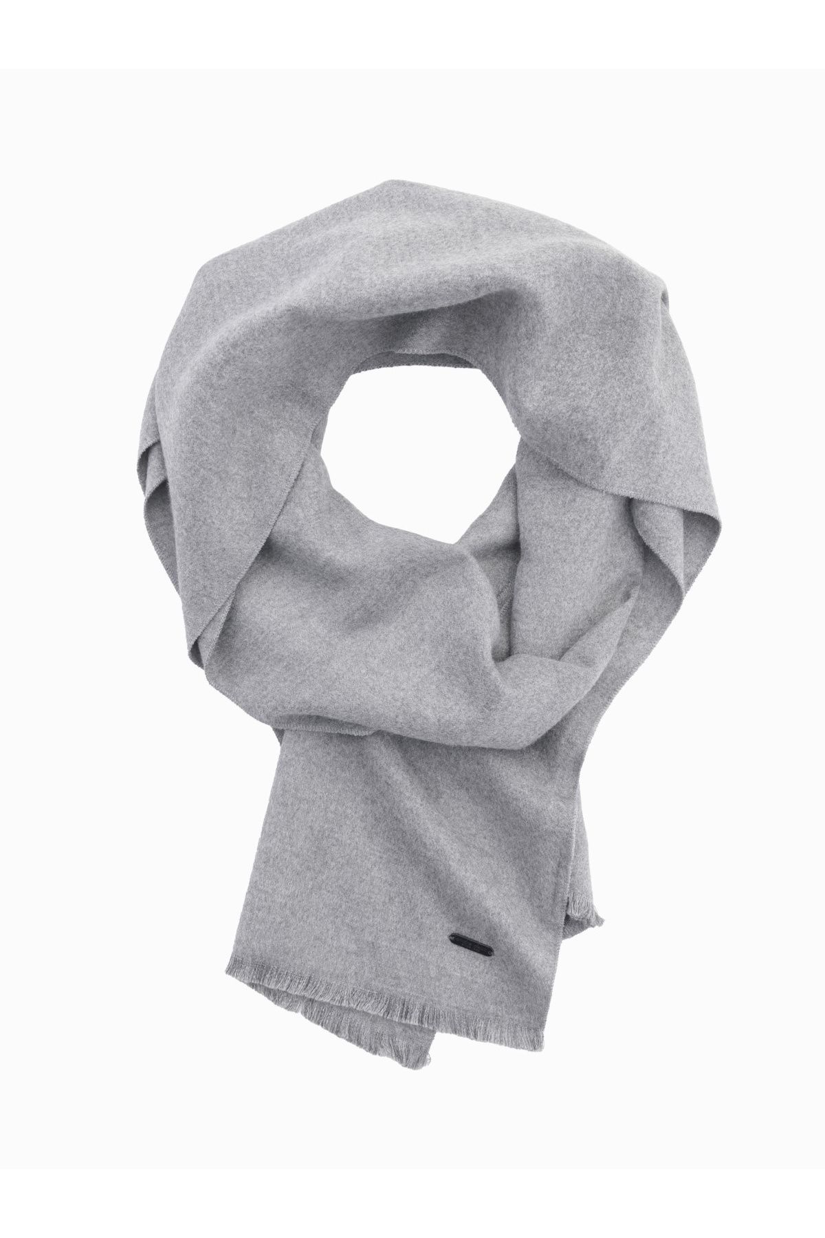 OMBRE Einfarbiger Schal Mit Fransen Grau V3 für Herren - 180 x 33