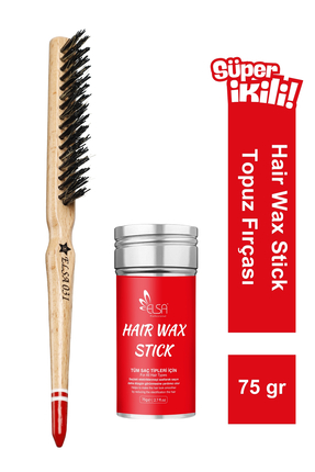 ELSA Professional Hair Wax Stick 75gr - Saç Sabitleyici ve Topuz Fırçası 2'li...