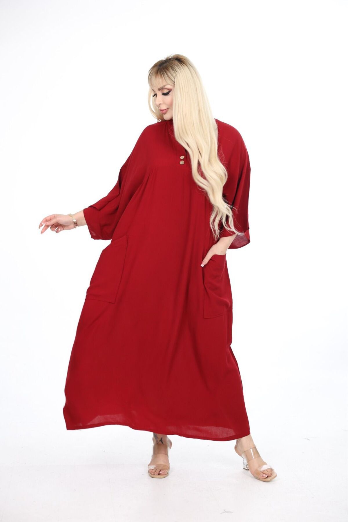 mervemoda-فستان نسائي منسوج مقاس كبير 5