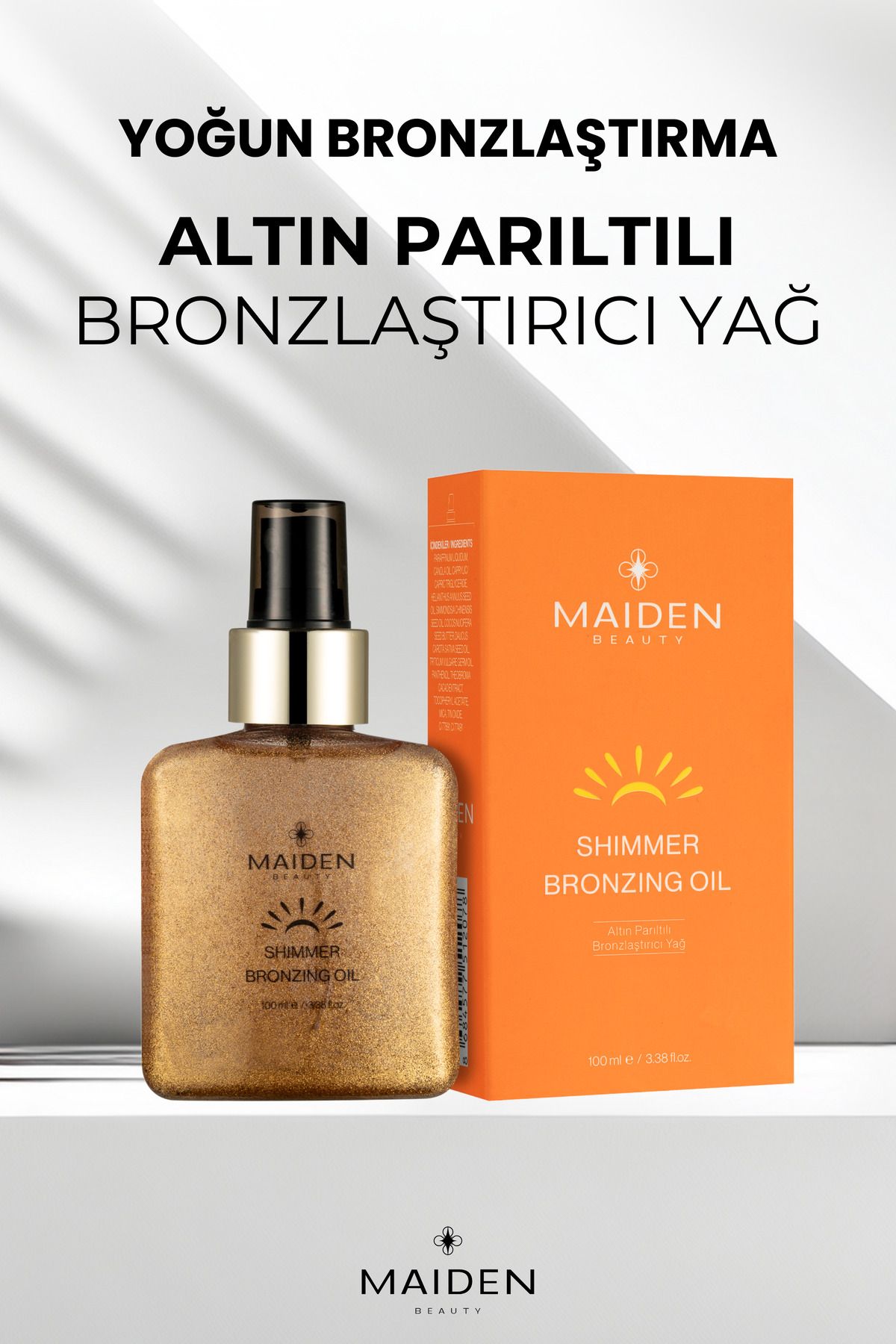 Maiden Beauty Yoğun Bronzlaştırma Etkili Altın Parıltılı Bronzlaştırıcı Yağ 100 ml