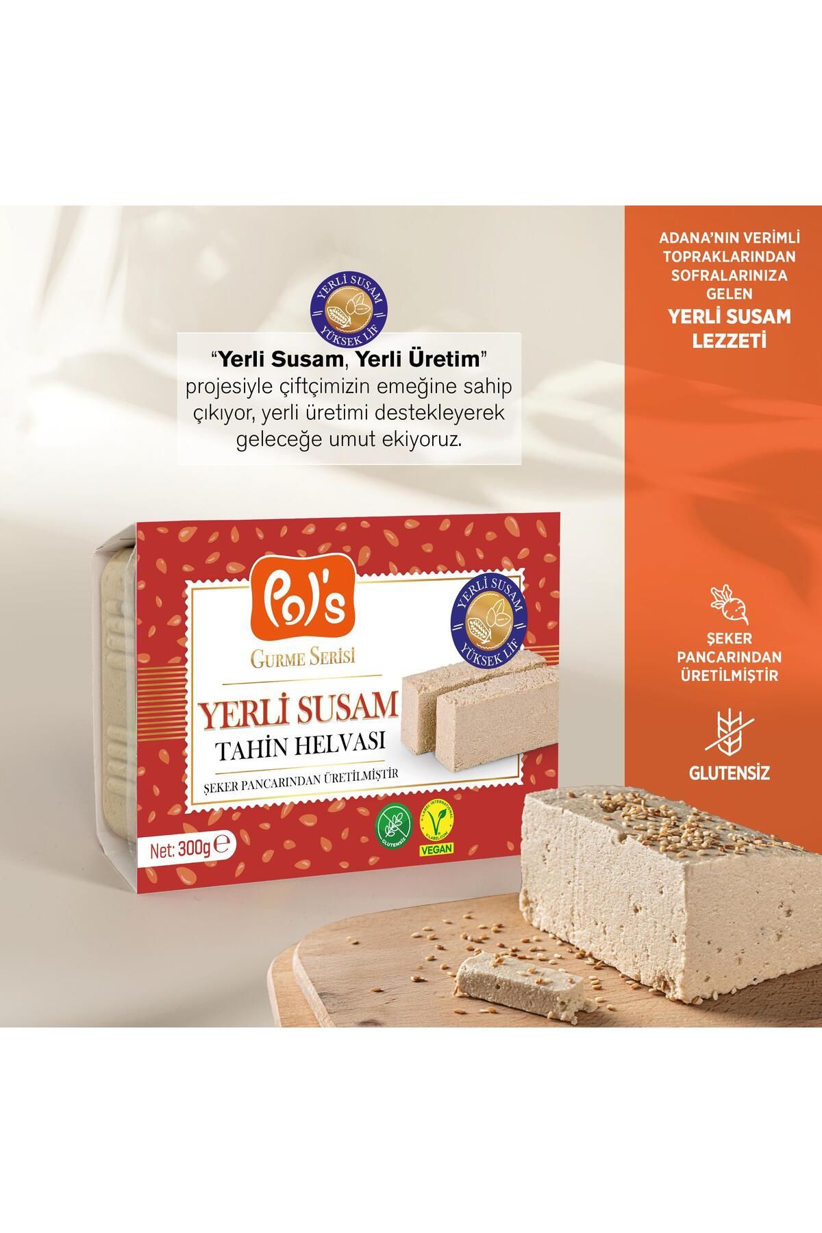 Pol's Gurme Yerli Susam Şeker Pancarlı Sade Tahin Helvası 300 g