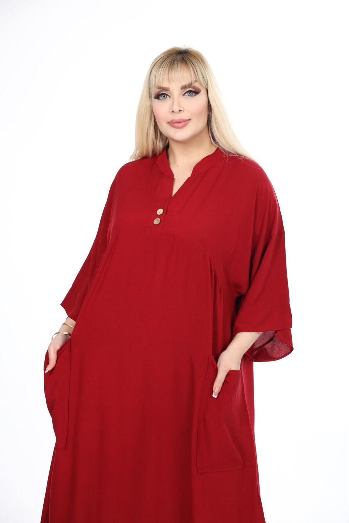 mervemoda-فستان نسائي منسوج مقاس كبير 4