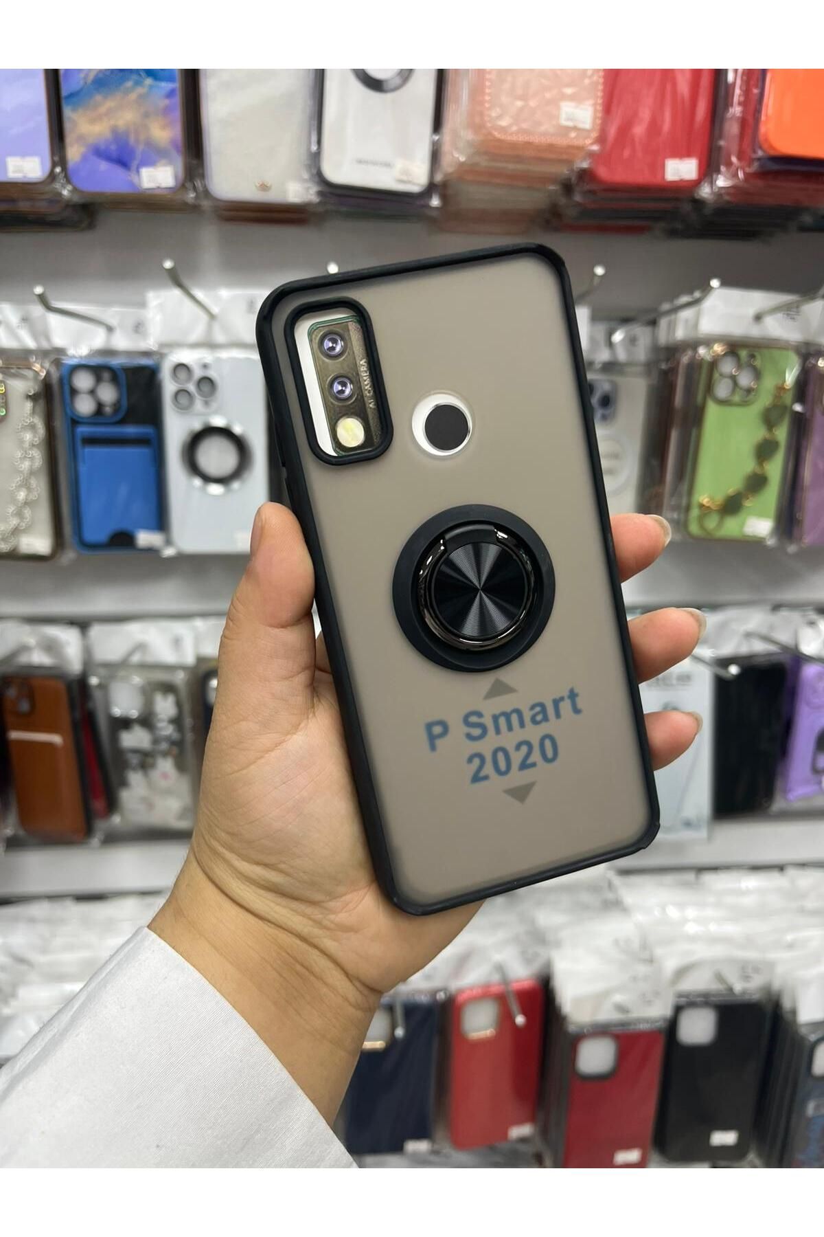 TECNOTREND HUAWEİ P SMART 2020 Renkli Çerçeve Yüzüklü Silikon kapak