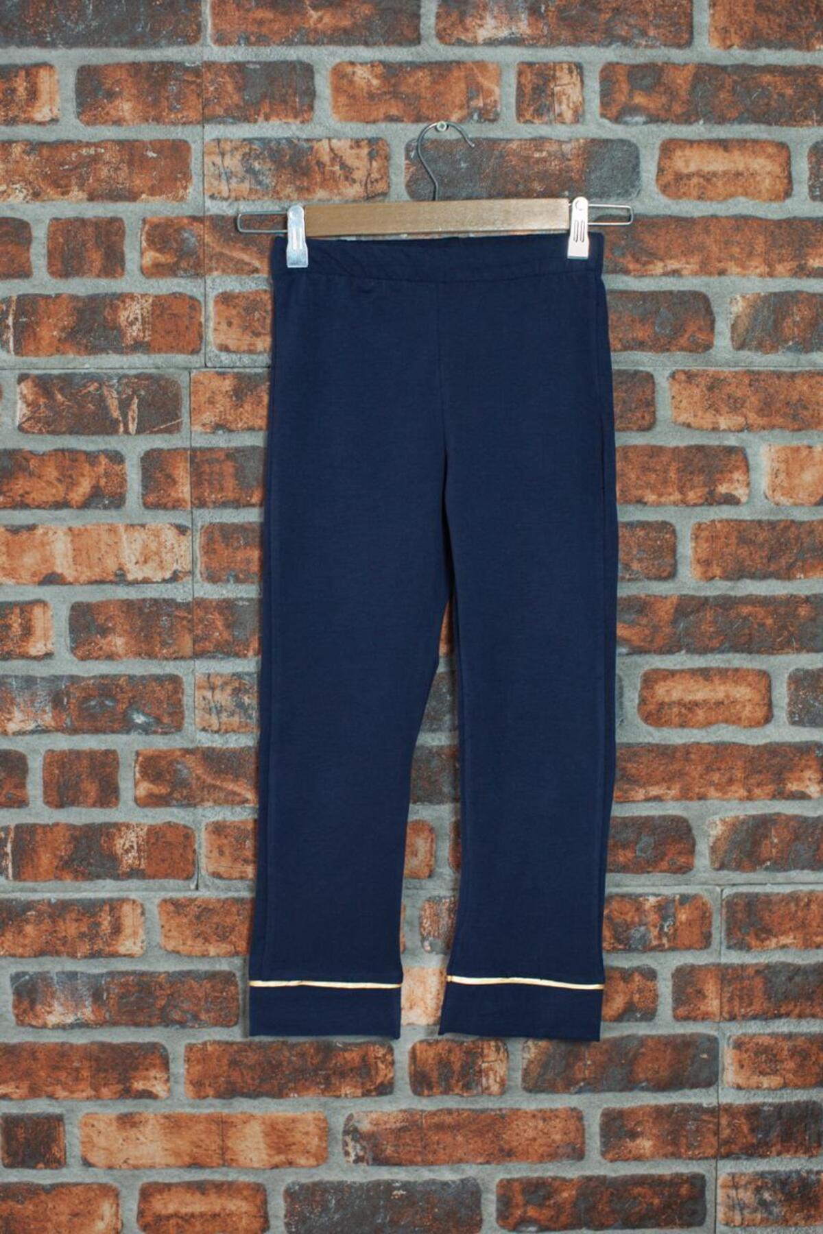 ADEREN KİDS KIŞLIK SÜNNET PİJAMASI PAMUK İSİM BASKILI LACİVERT GOLD fotoğrafı 4 (önizleme)