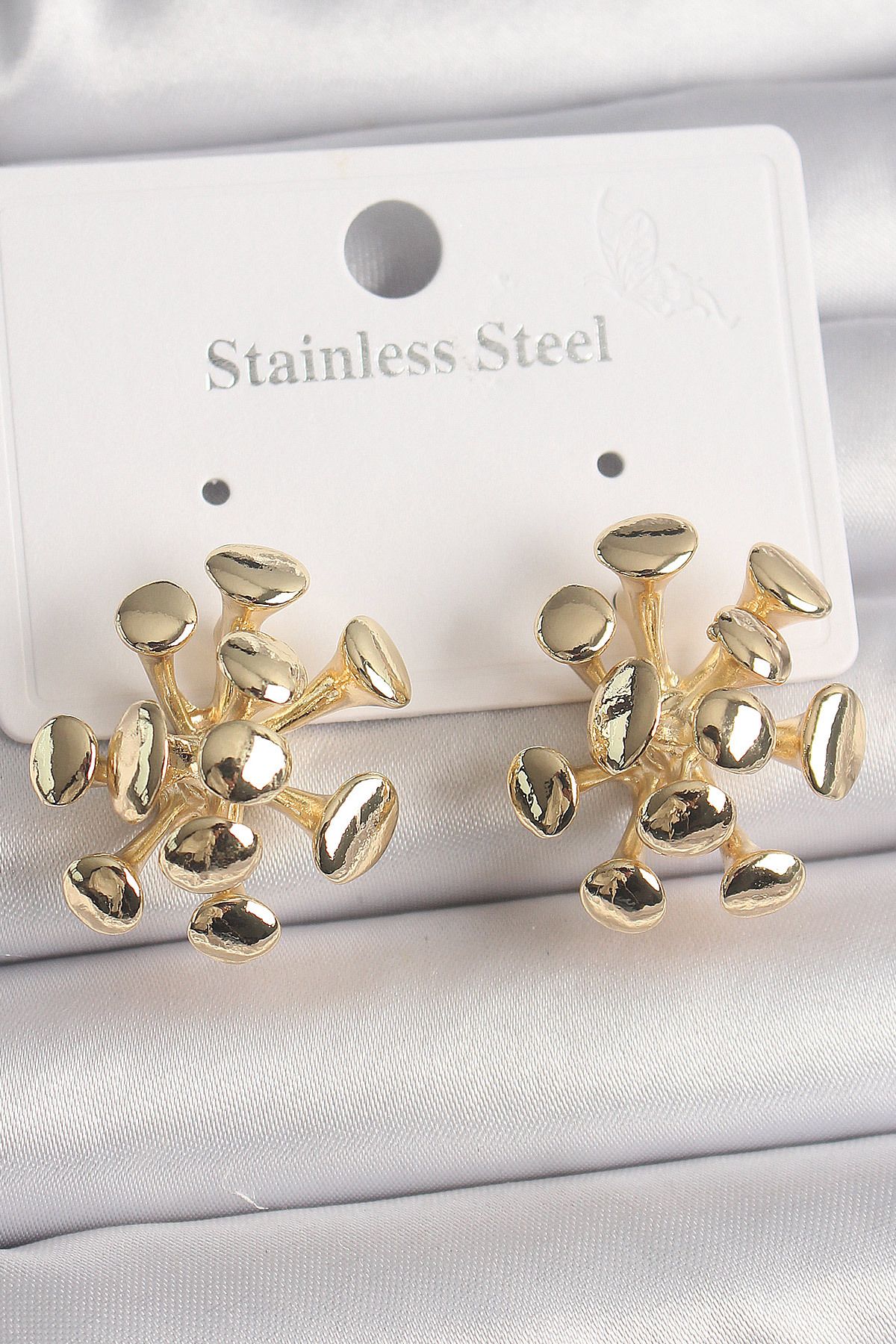 New Things Pirinç Gold Renk Virüs Figür Model Kadın Küpe