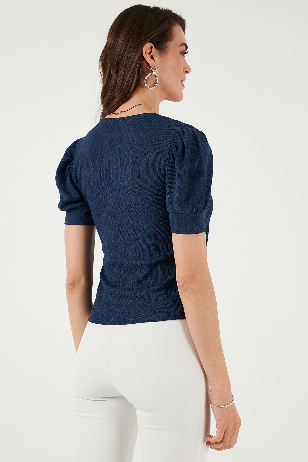 Lela-Sleeve Detailed Square Neck Blouse Bluz 5869002 7