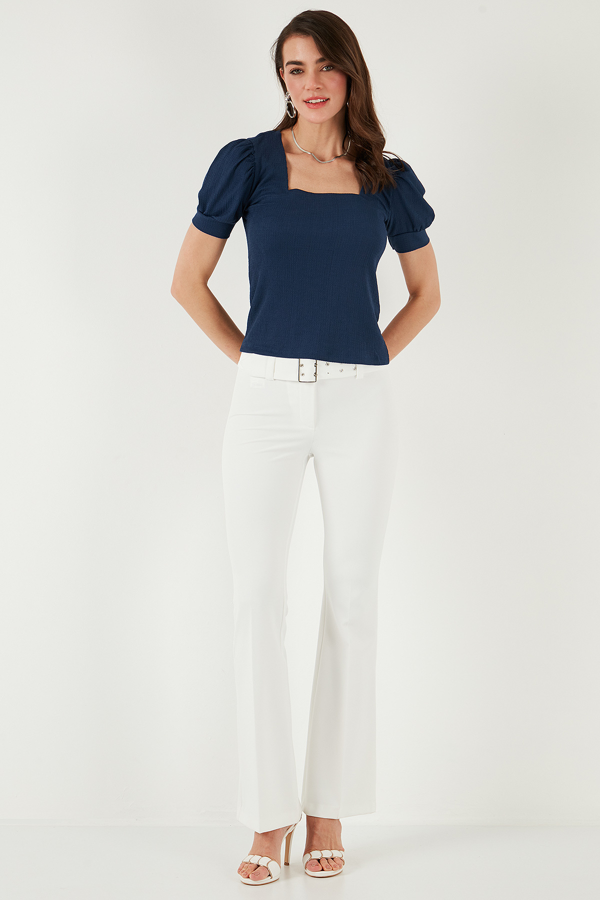 Lela-Sleeve Detailed Square Neck Blouse Bluz 5869002 2