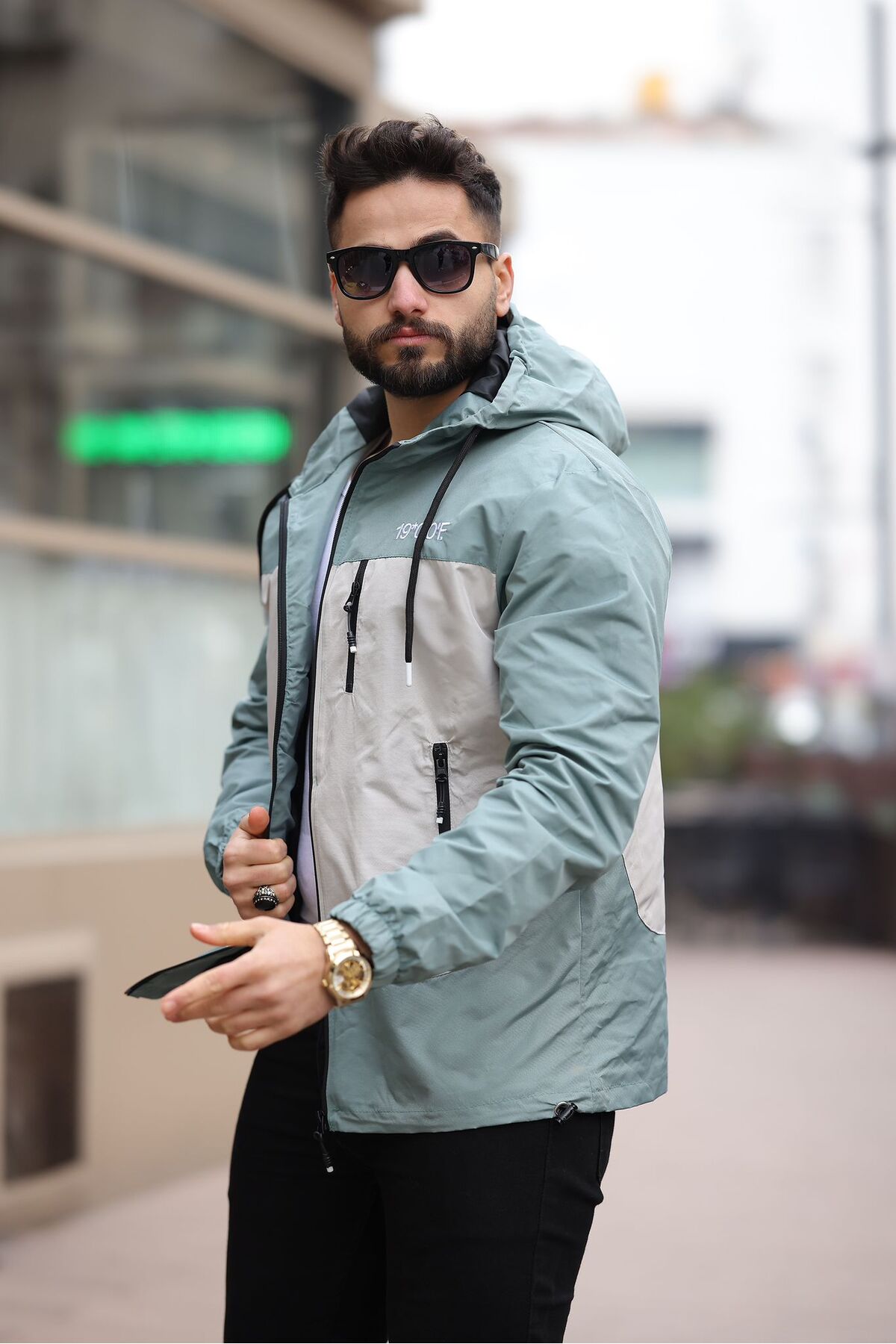 کت فصلی مردانه ضد باد و ضد آب — فیروزه‌ای 222Y — تصویر 5 از 5