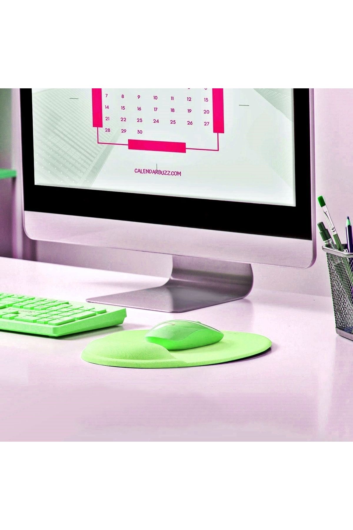 Boldy-Mousepad with Wrist Support - Non-Slip Mouse Pad - Mouse Pad - Oval Mouse Pad - Pistachio Green Mousepad 5