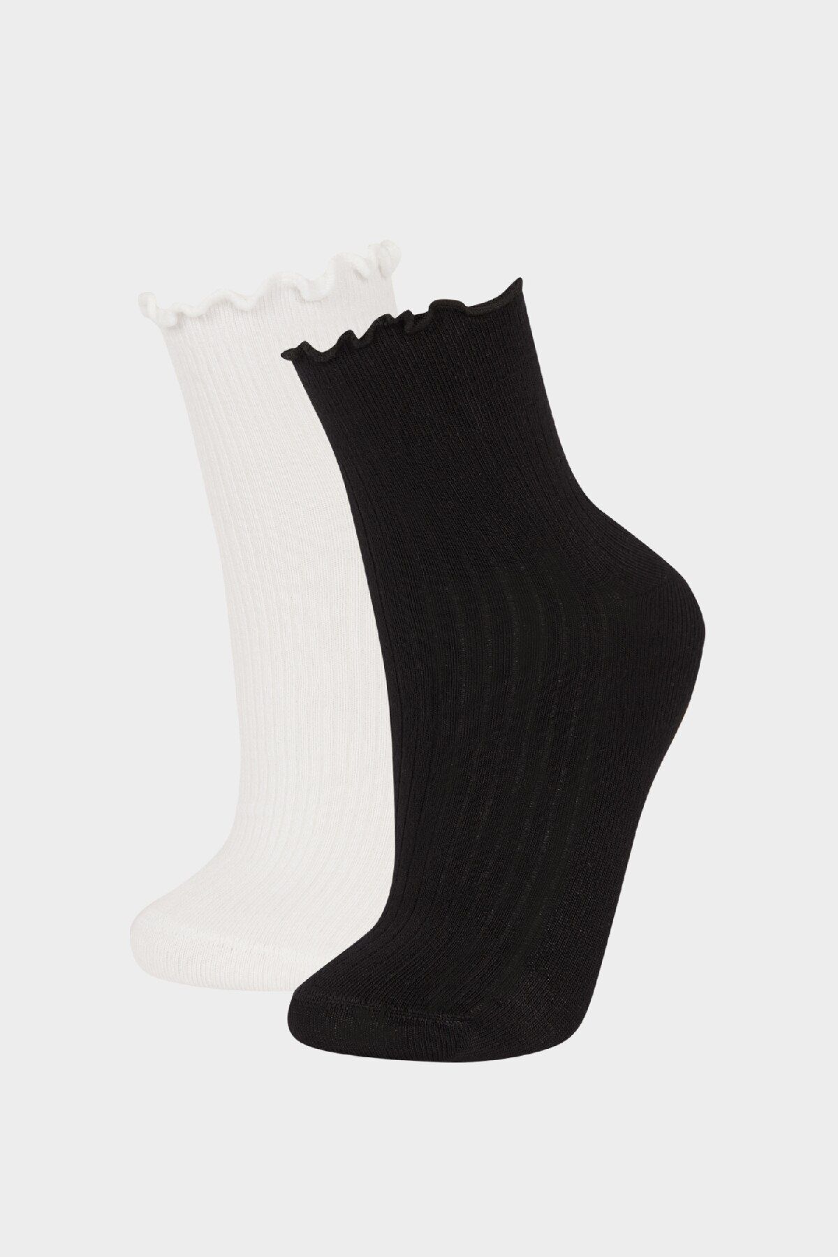 DeFacto-Ultraweiche Damensocken aus Bambus mit Rüschen, nahtlos, E8642axns 1