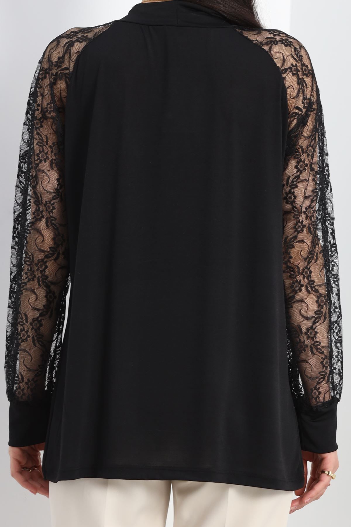 AKSU-Black Viscose Blouse - Lace Detail, Model No: 30204.1256 7