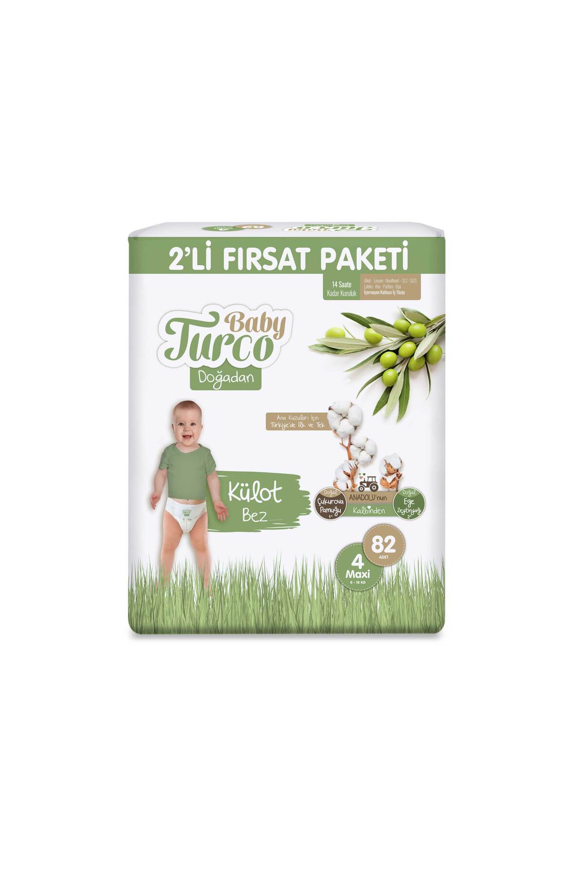 Baby Turco Doğadan 2'li Fırsat Paketi Külot Bez 4 Numara Maxi 82 Adet fotoğrafı 2 (önizleme)