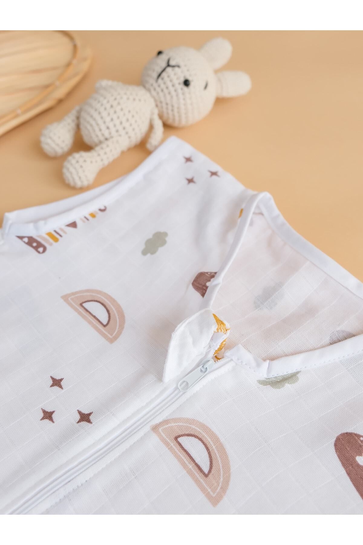 WomanAndKids-Oeko-Tex Certified Summer Muslin Fabric Sleeping Bag, 0.5 tog Girl Boy Baby Sleeping Bag Letter Pattern 4