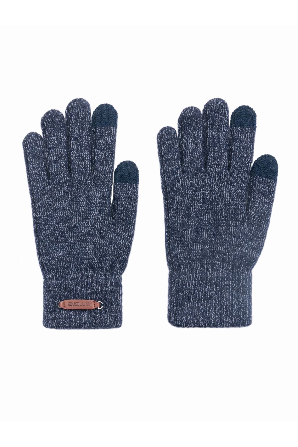 OMBRE-Mănuși bărbați tricotate cu lână - bleumarin melange V3 OM-ACGL-0110 mărime unică 3
