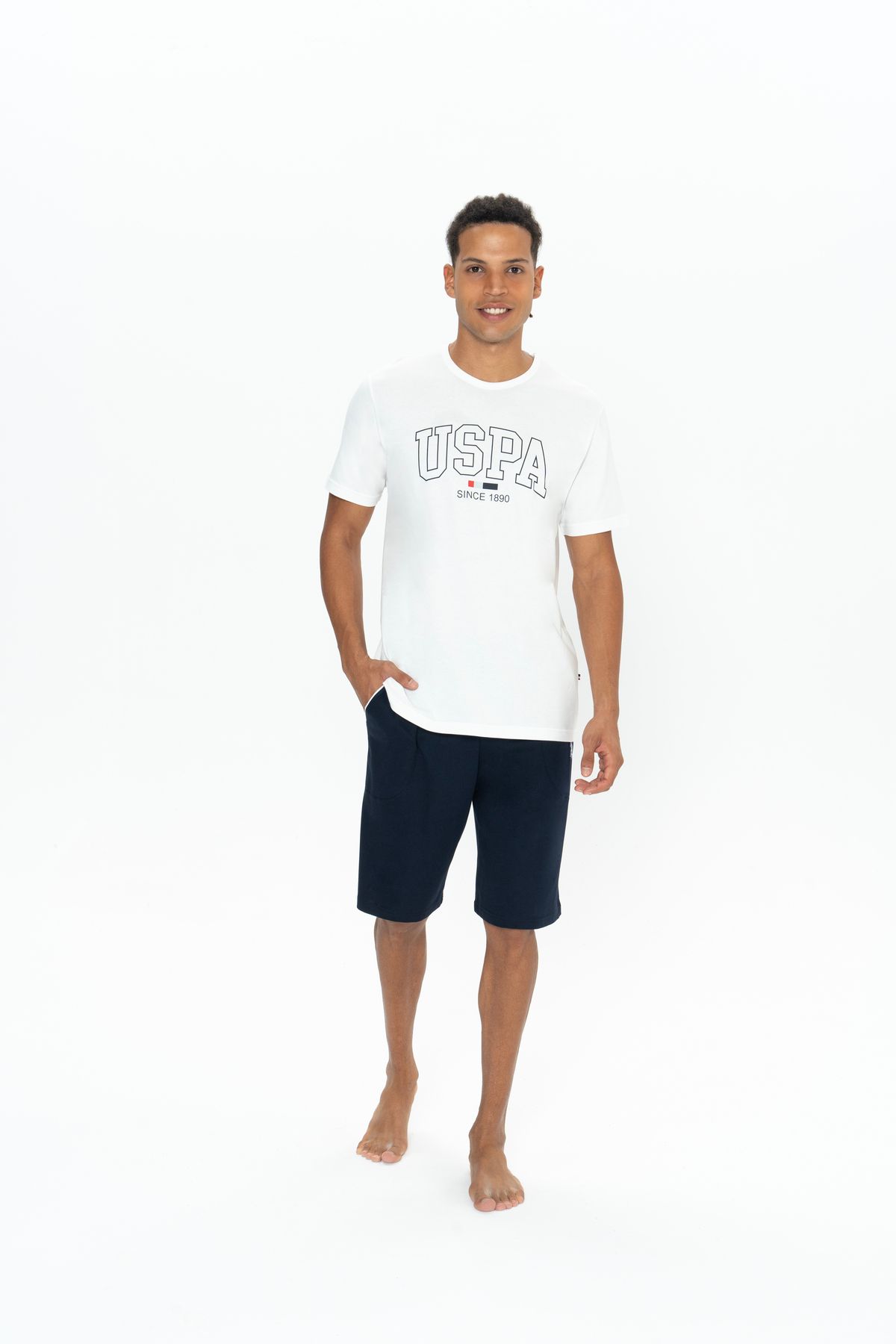 U.S. Polo Assn.-Ανδρικό, Αδειοδοτημένο, USPA, 100% Βαμβάκι, (Εκρού), Σετ σορτς 3