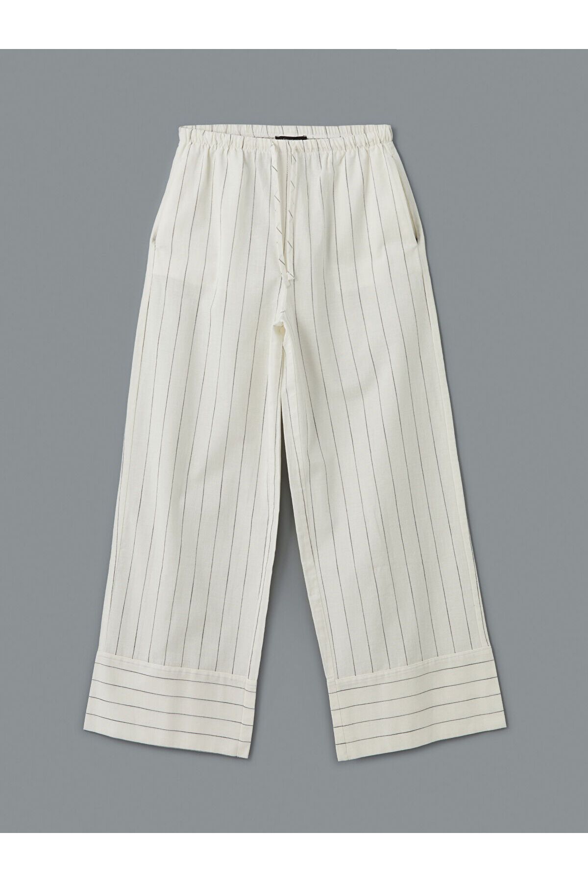 LC Waikiki-Pantaloni de damă în amestec de in cu dungi cu talie elastică 1