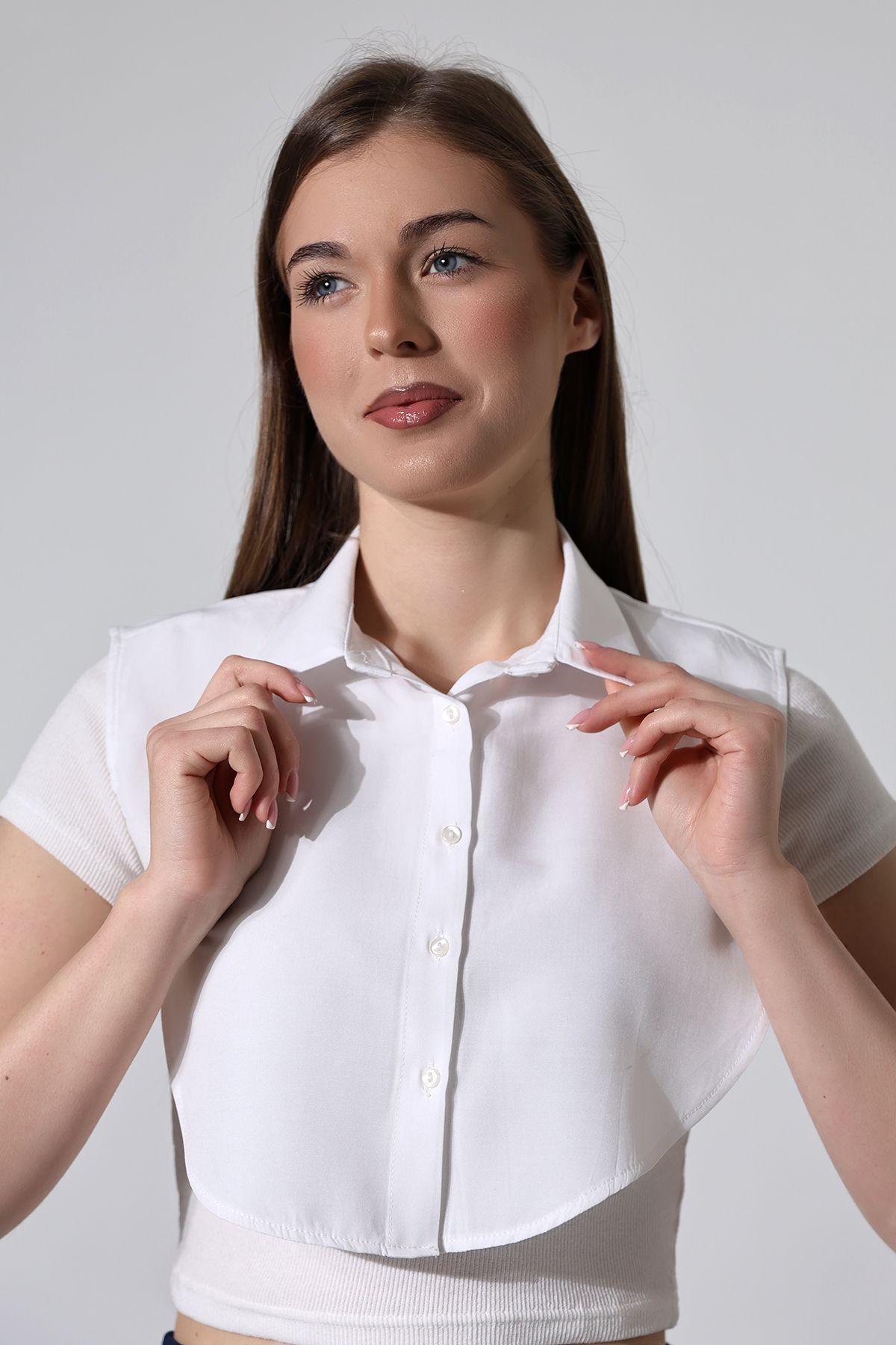 SCHIK-Schık Cotton Fake Collar Half Shirt White Sckwm24gml01 1