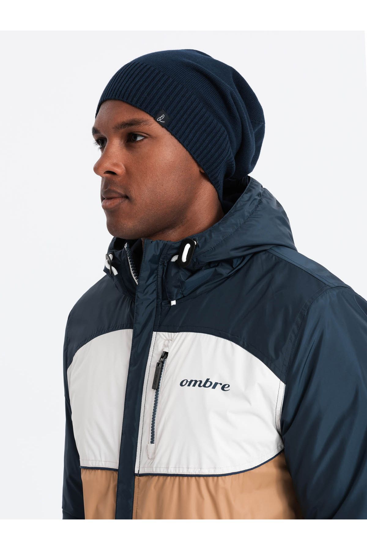 OMBRE Men's Cotton Knit Winter Beanie Hat Navy Blue V4 für Herren - One Size