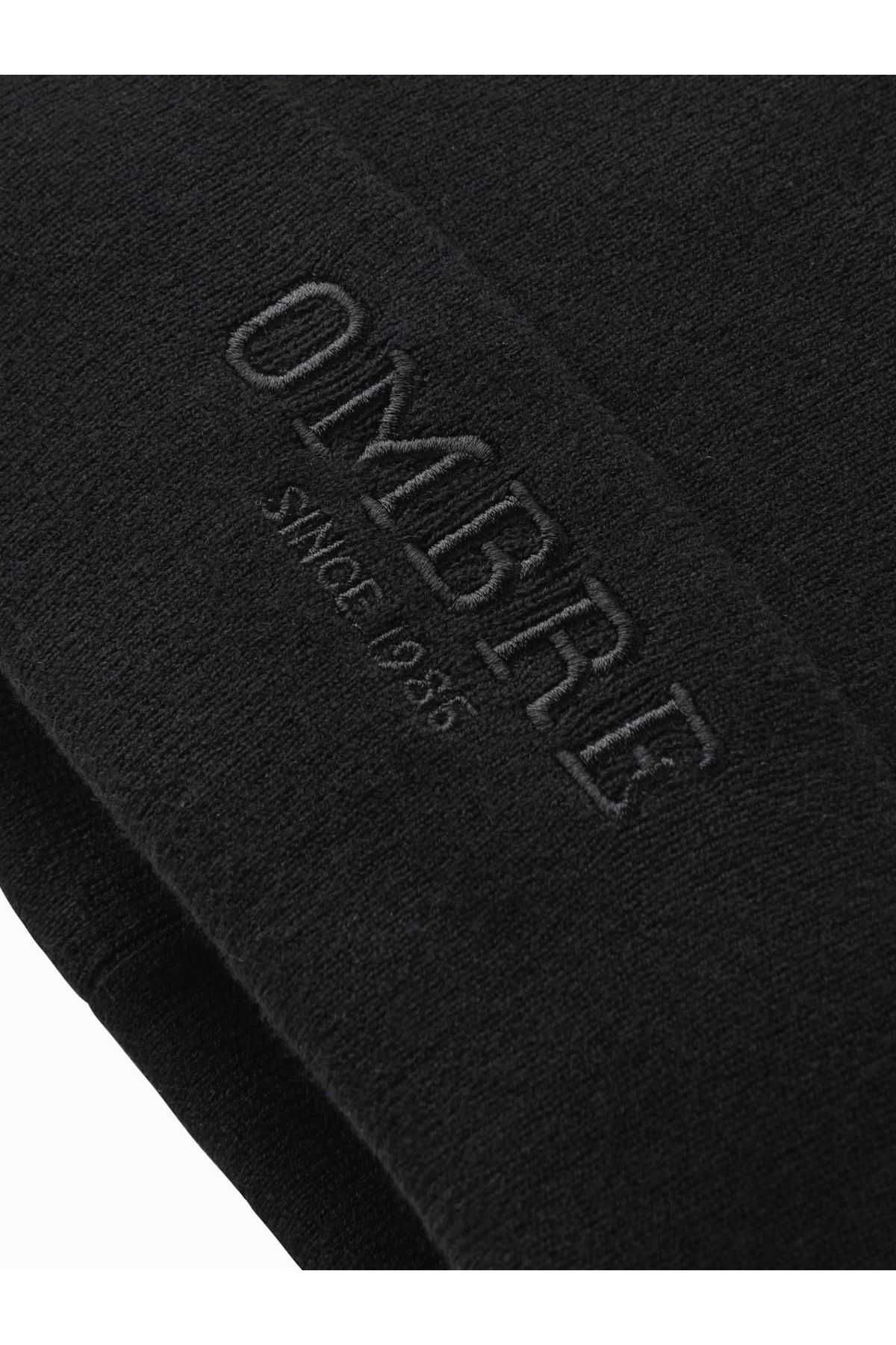 OMBRE-Men's knitted beanie hat with embroidered inscription - black V1 OM-ACWH-0120 4