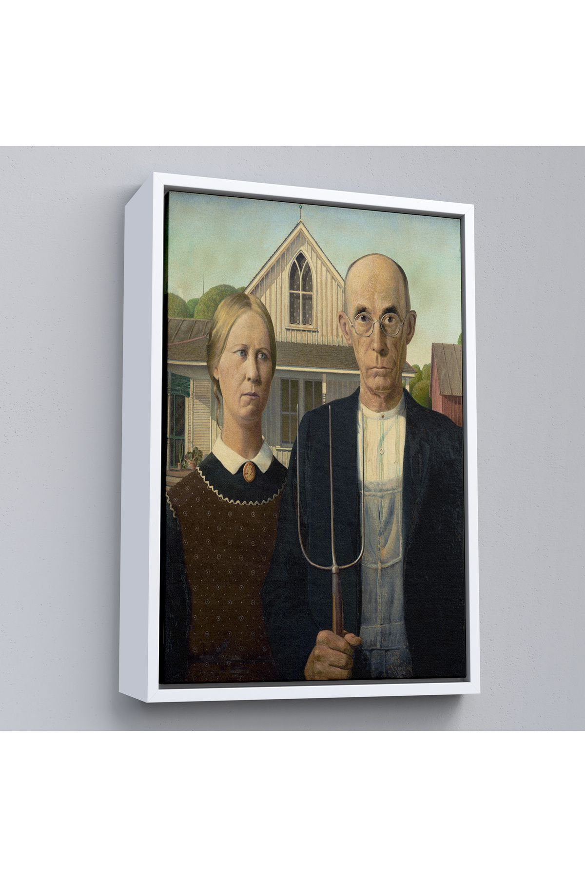 Shoprit Çerçeveli Grant Wood - Soyal Gerçeklik I American Gotik Tablosu - Social Realism-8059