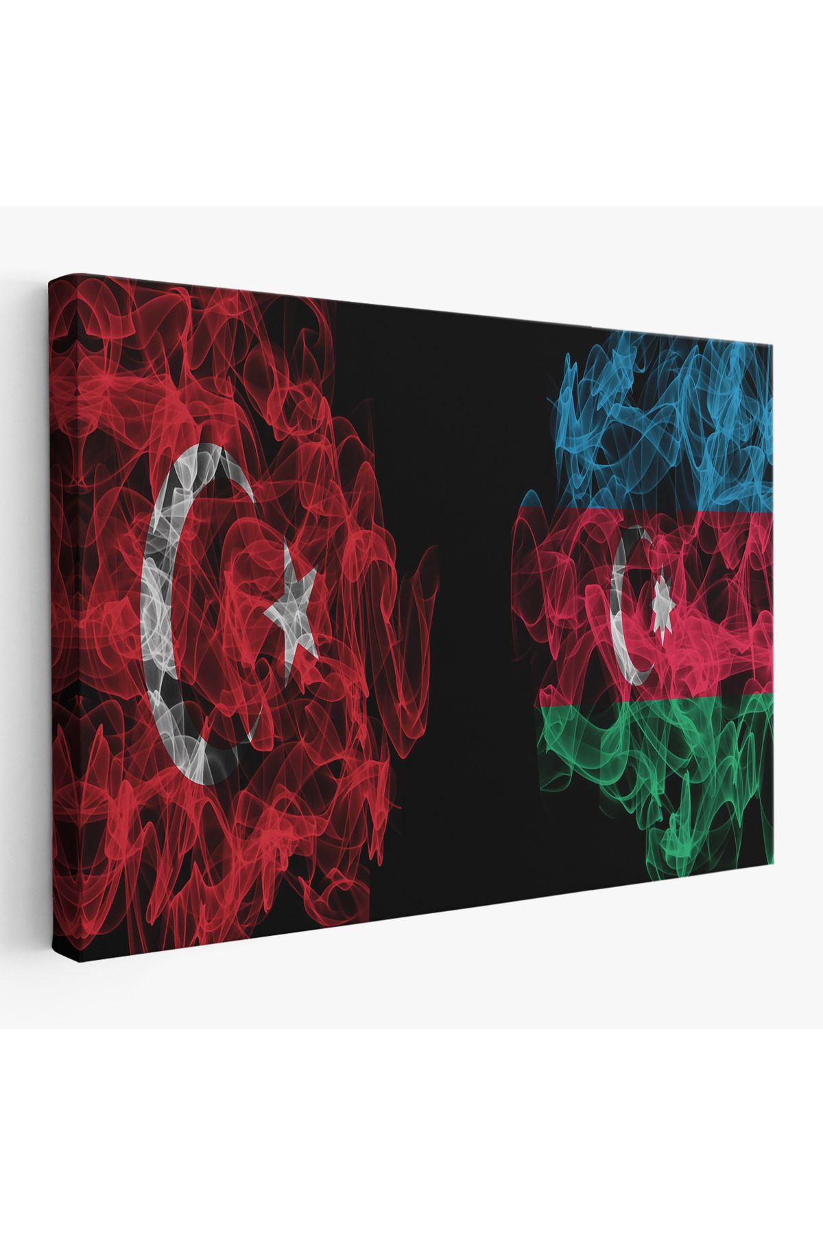 Jusoon Türkiye Azerbaycan Bayrak Desenli Dekoratif Kanvas Tablo-6518