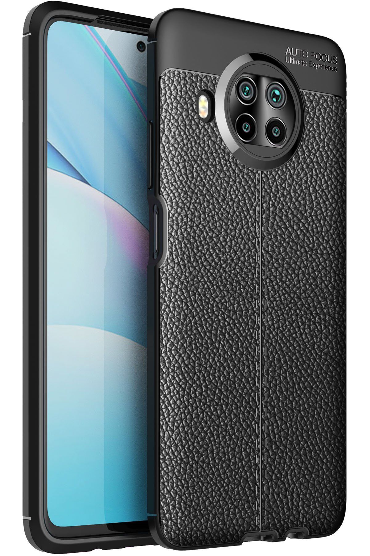 NewFace Xiaomi Redmi Note 9 Pro 5G Kılıf Focus Derili Silikon - Siyah ZRNET