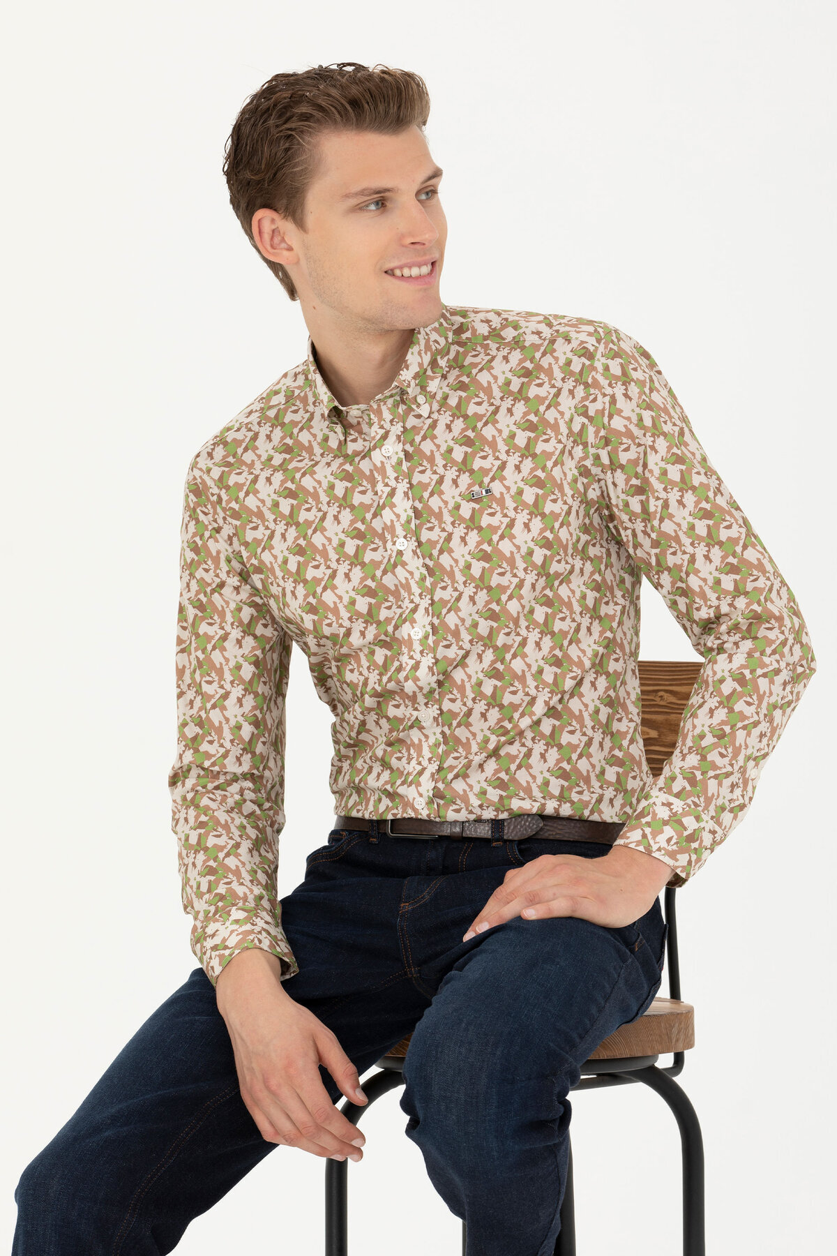 پیراهن آستین بلند مردانه طرح سنگ یو اس پولو کد :(50272681-VR049) U.S. Polo Assn.