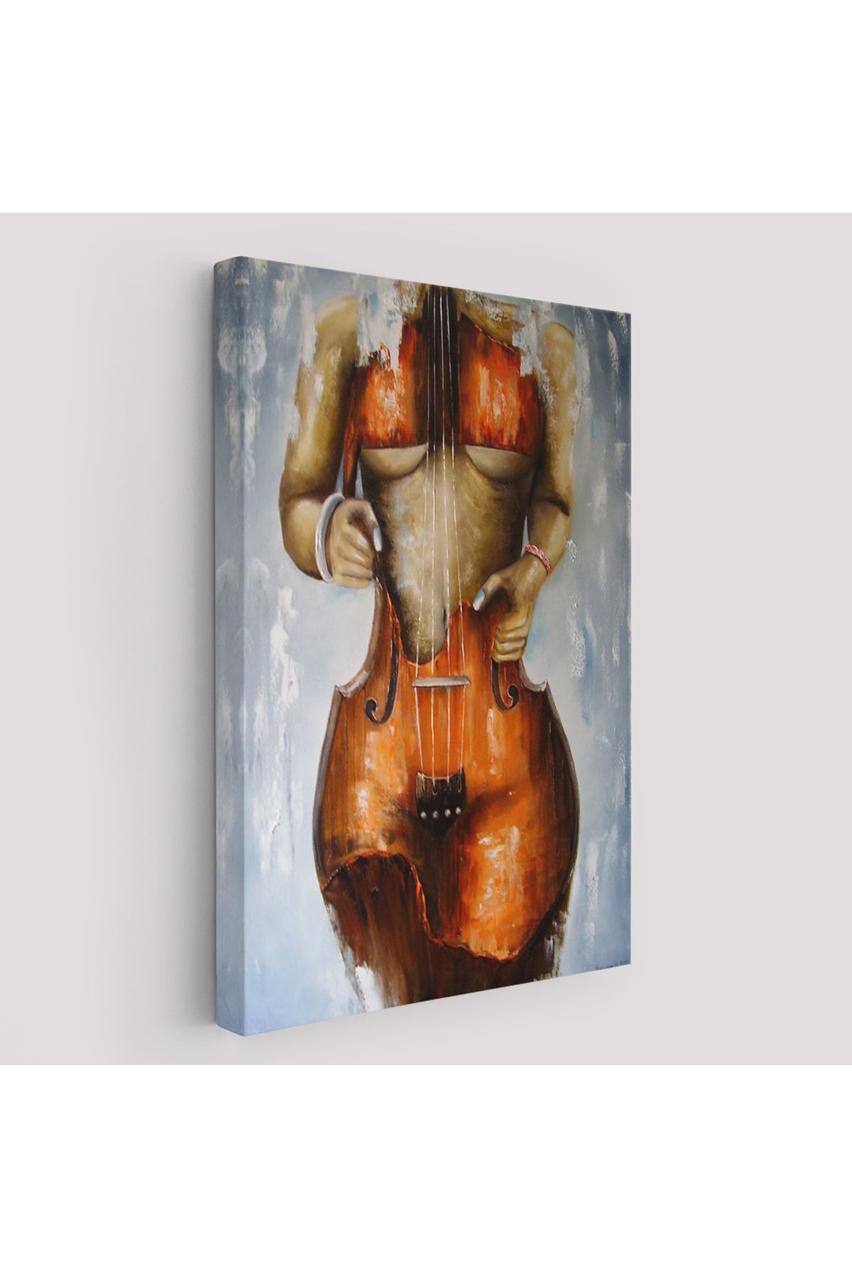 Anılfashion Violin Kadın Kanvas Duvar Tablosu, Kadın Keman Sanatı, Suluboya Tuval-5229