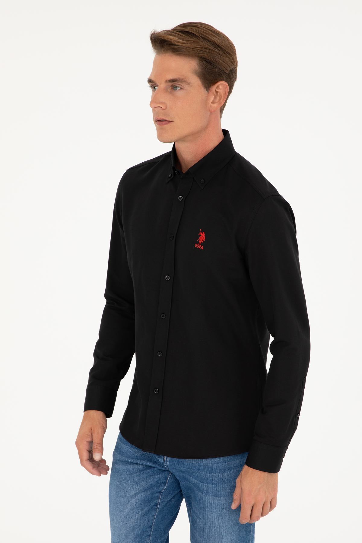 U.S. Polo Assn. Erkek Siyah Uzun Kollu Basic Gömlek 50282590-VR046 — مشکی 1017248